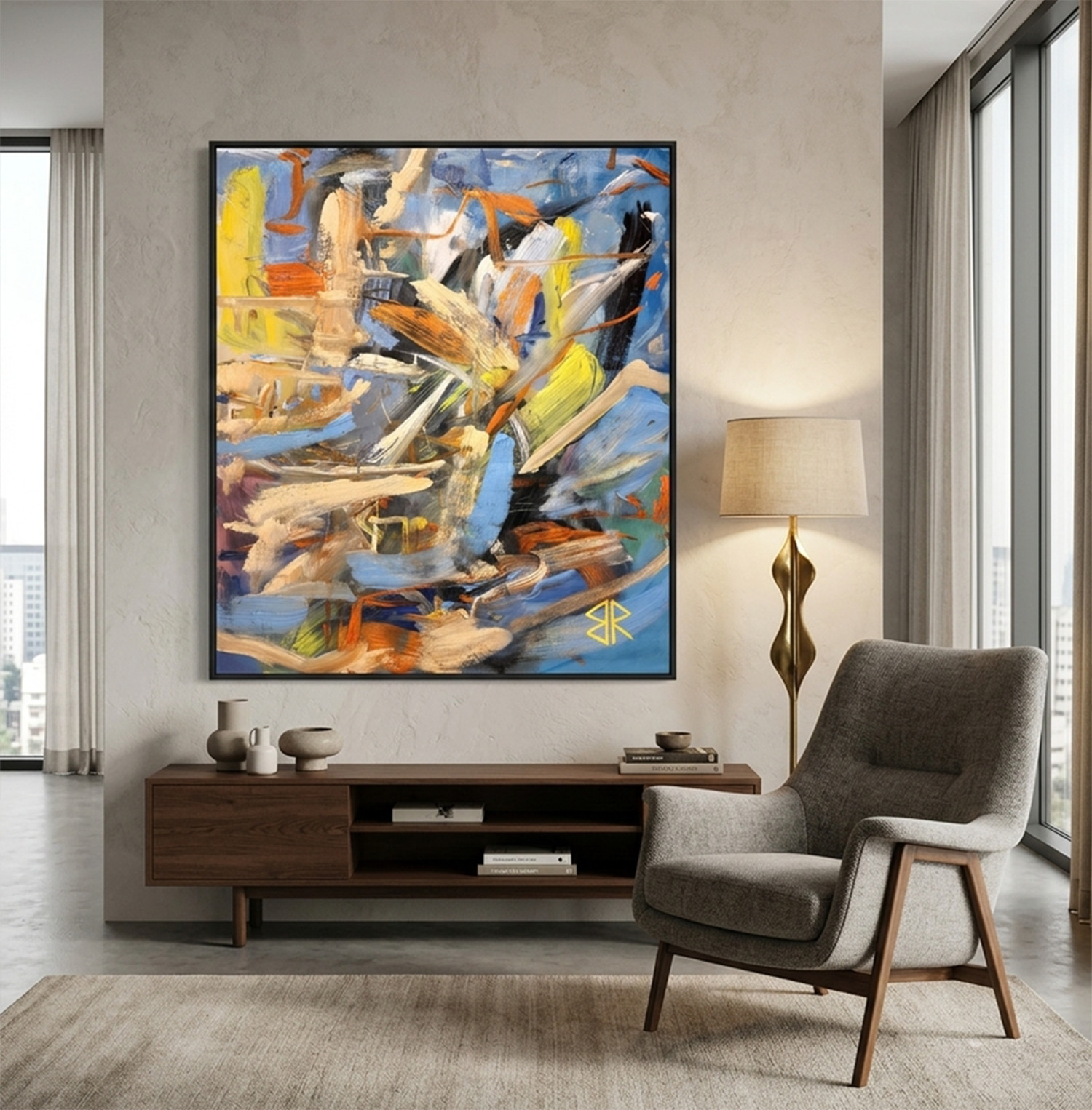 Turbulence – Large Original Abstract Oil Painting by Blair Russell – 36×40