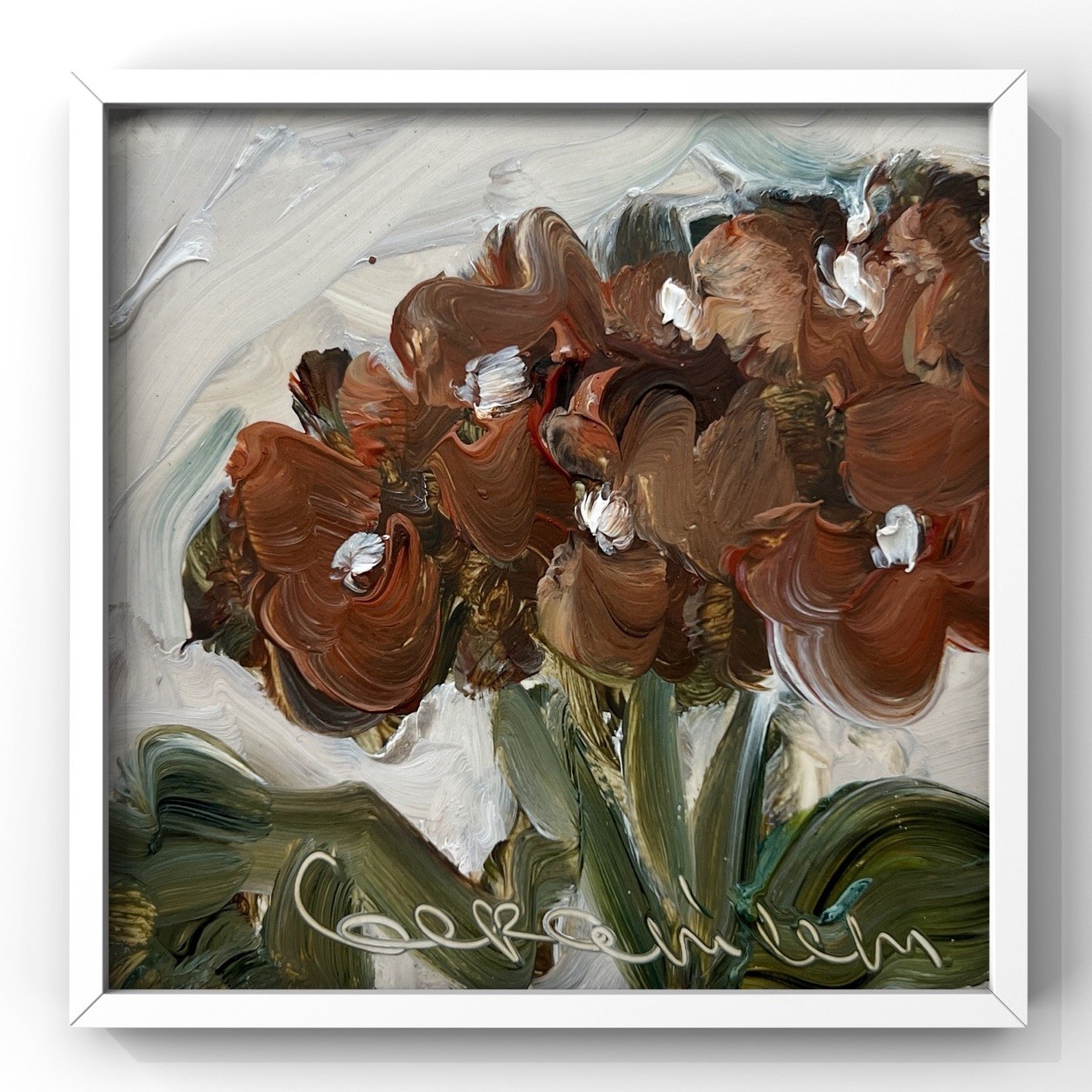 Geraniums Oil Painting Original Floral Art Geranium Flowers Impressionist Art 4”