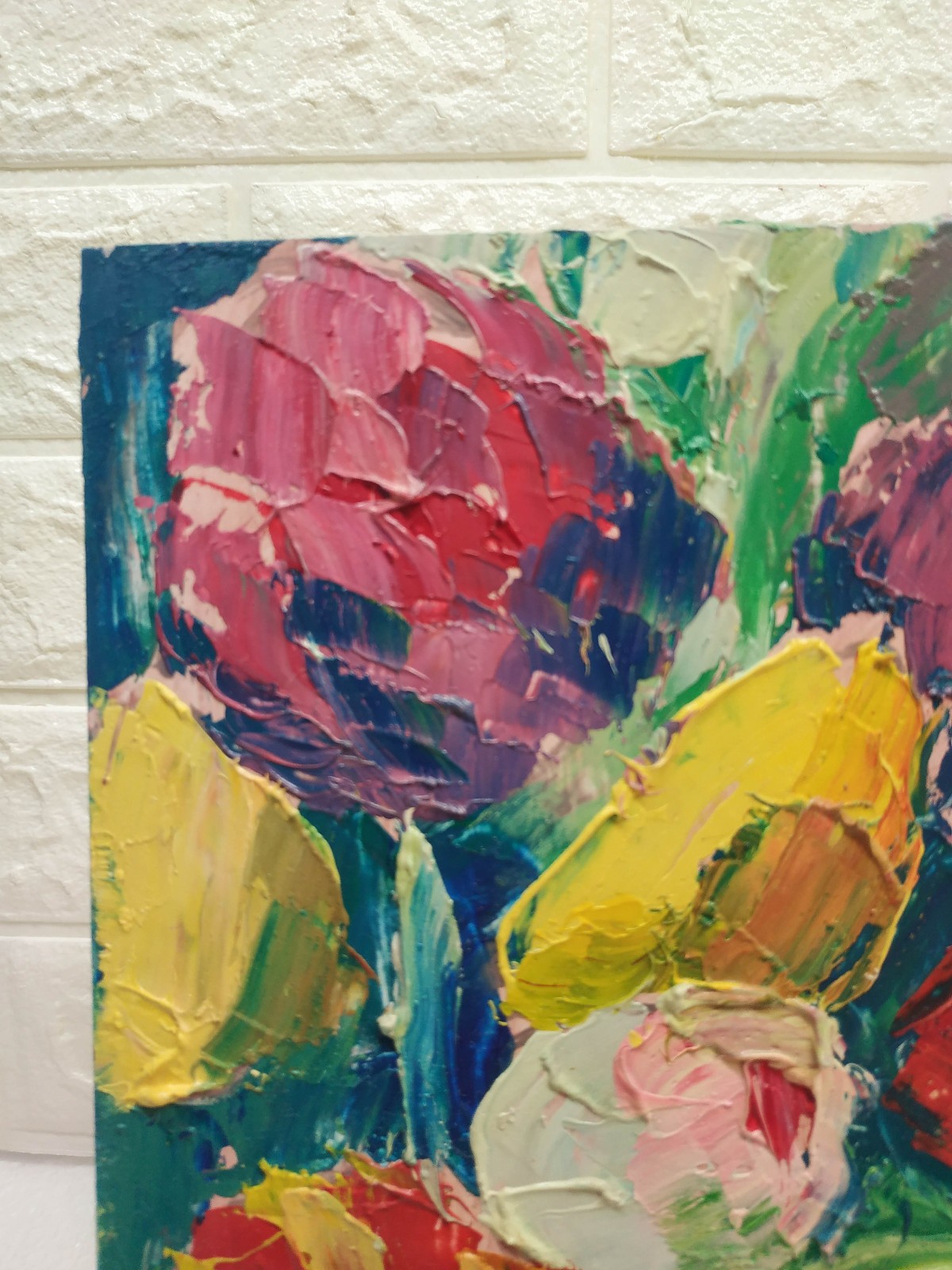 Original oil painting Tulips Bouquet Flower Still life Artwork Floral art 9×7