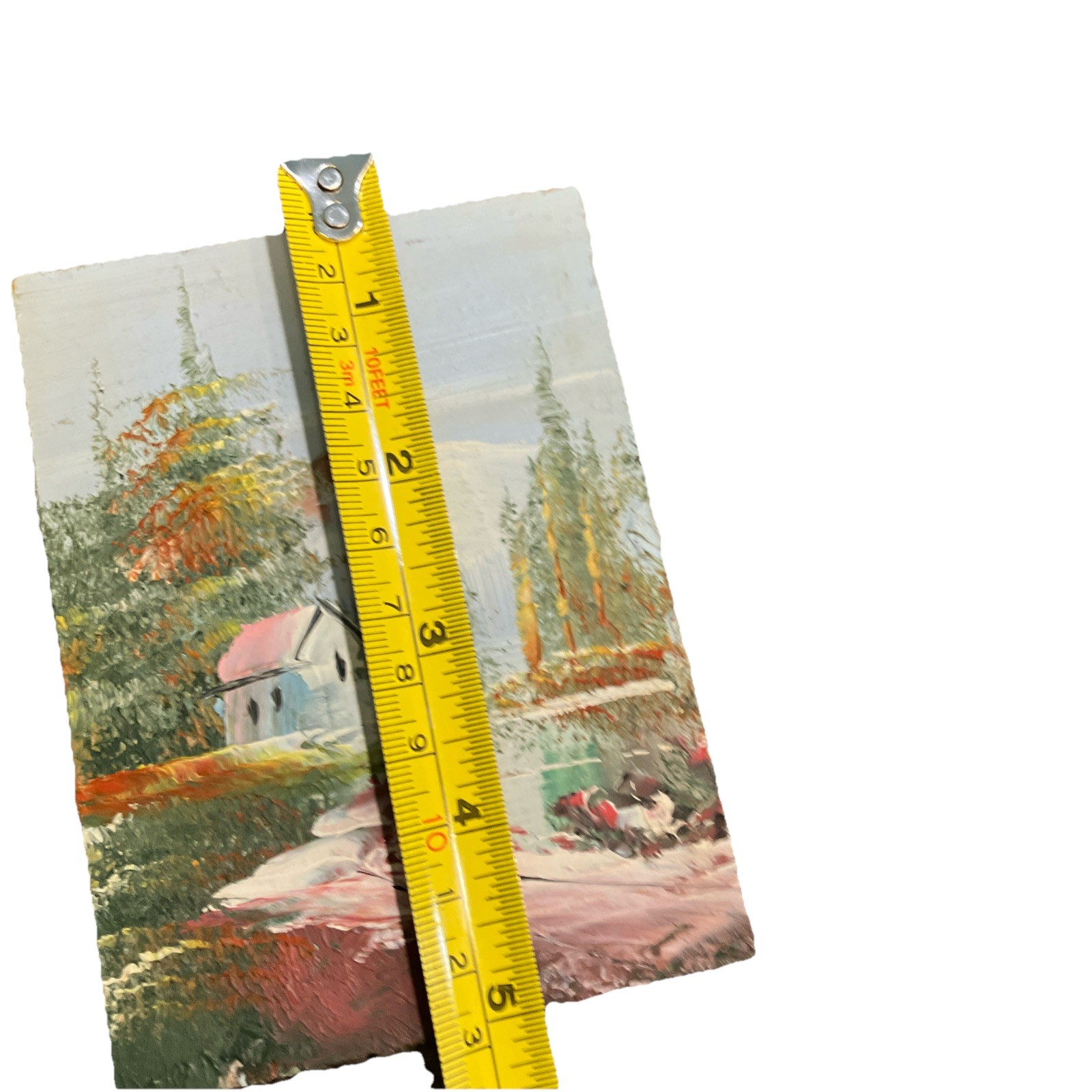 Vintage Miniature Oil Painting 3.5 In x 5 In Framed Nature Mountains Landscape