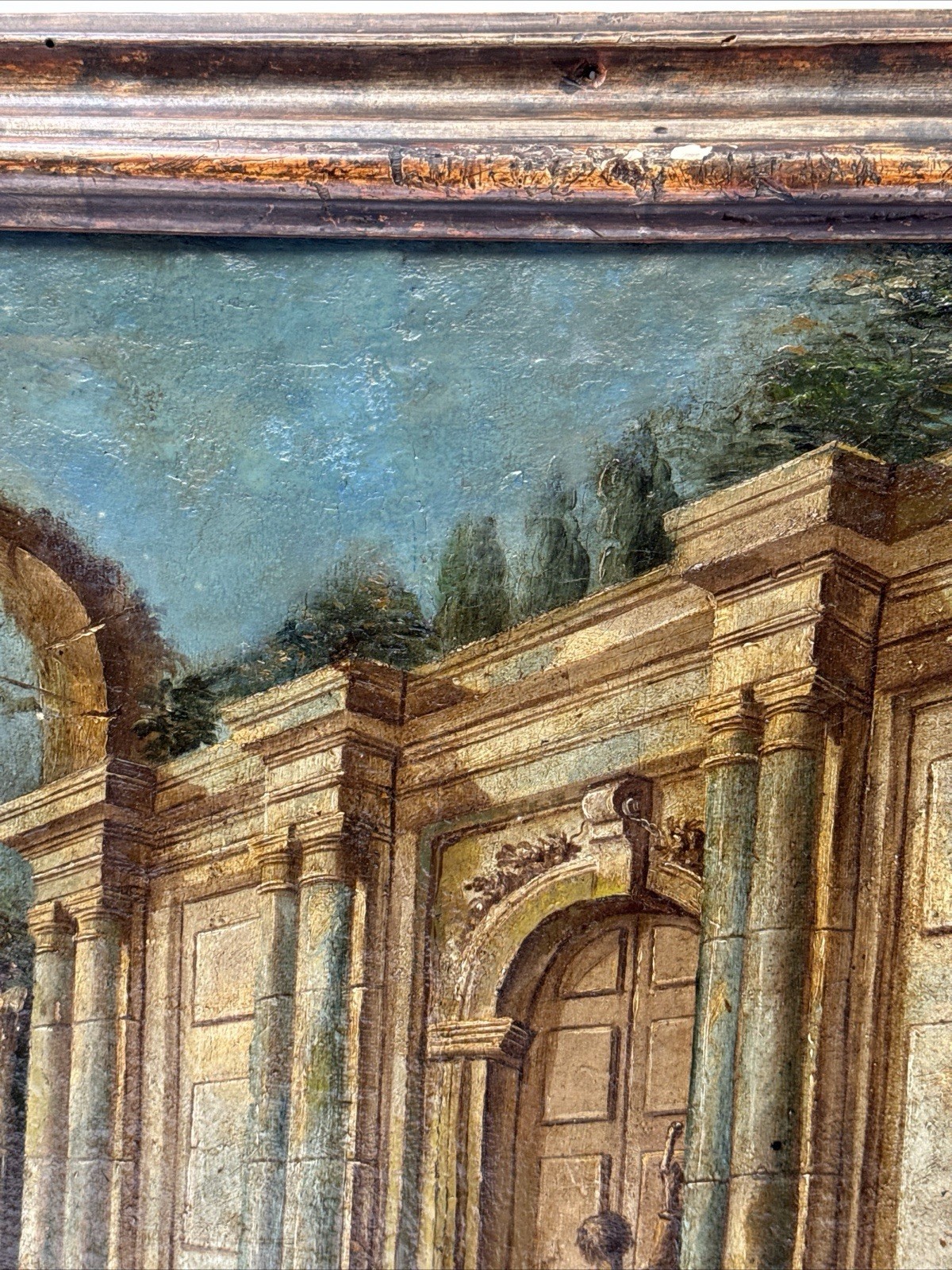 ANTIQUE OLD MASTER PAINTING 17TH TO 18TH CENTURY MYSTERY ARCHITECTURE LANDSCAPE