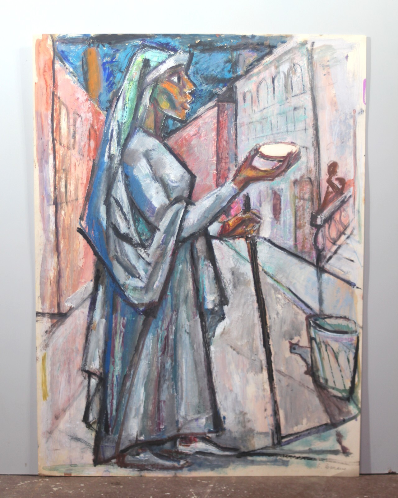 E Romano Catholic NUN Original Painting-22×30″ B14-34-21