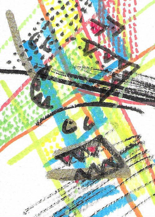 ACEO ATC CARD «Hungry Squad» REASOR Original Abstract Painting 2.5×3.5