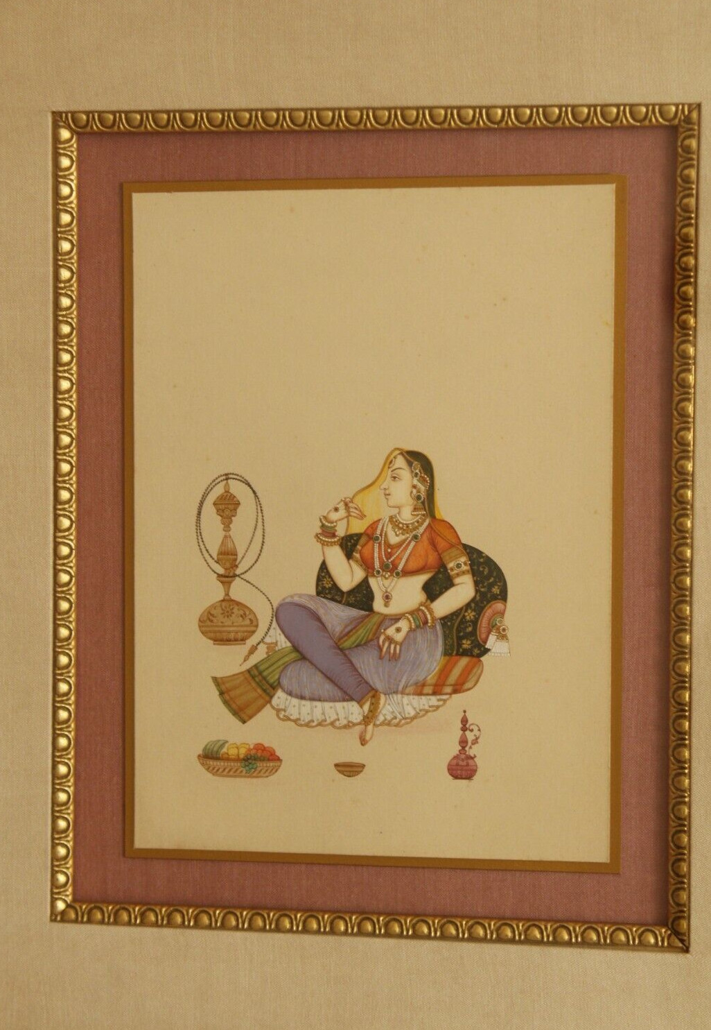 Miniature Portrait Painting Of Mughal Queen With Frame For Wall 11.5×13.5 Inches