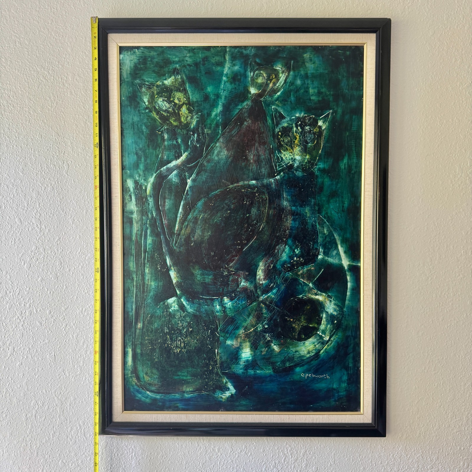 Vintage MCM 1956 Oil Painting Abstract by Charles Pebworth Louisiana 40″ x 28.5″