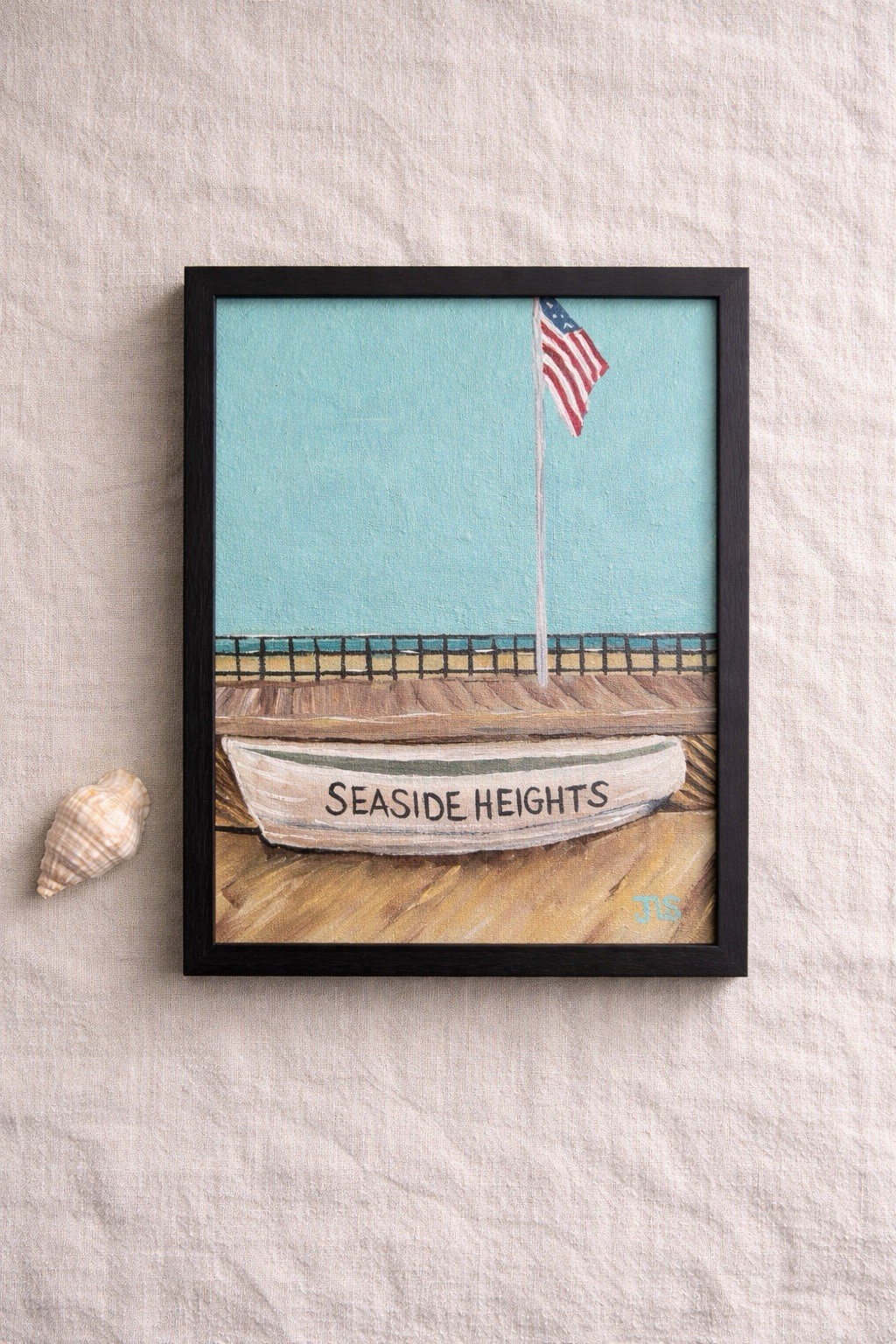 Seaside Heights NJ Boardwalk Painting 8×10 Framed Coastal New Jersey Wall Art