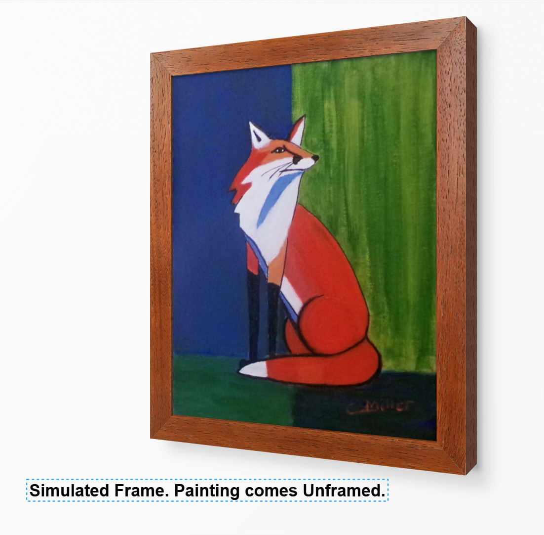 Original Fox Abstract Painting 8×10 Animal Wildlife Modern Wall Art