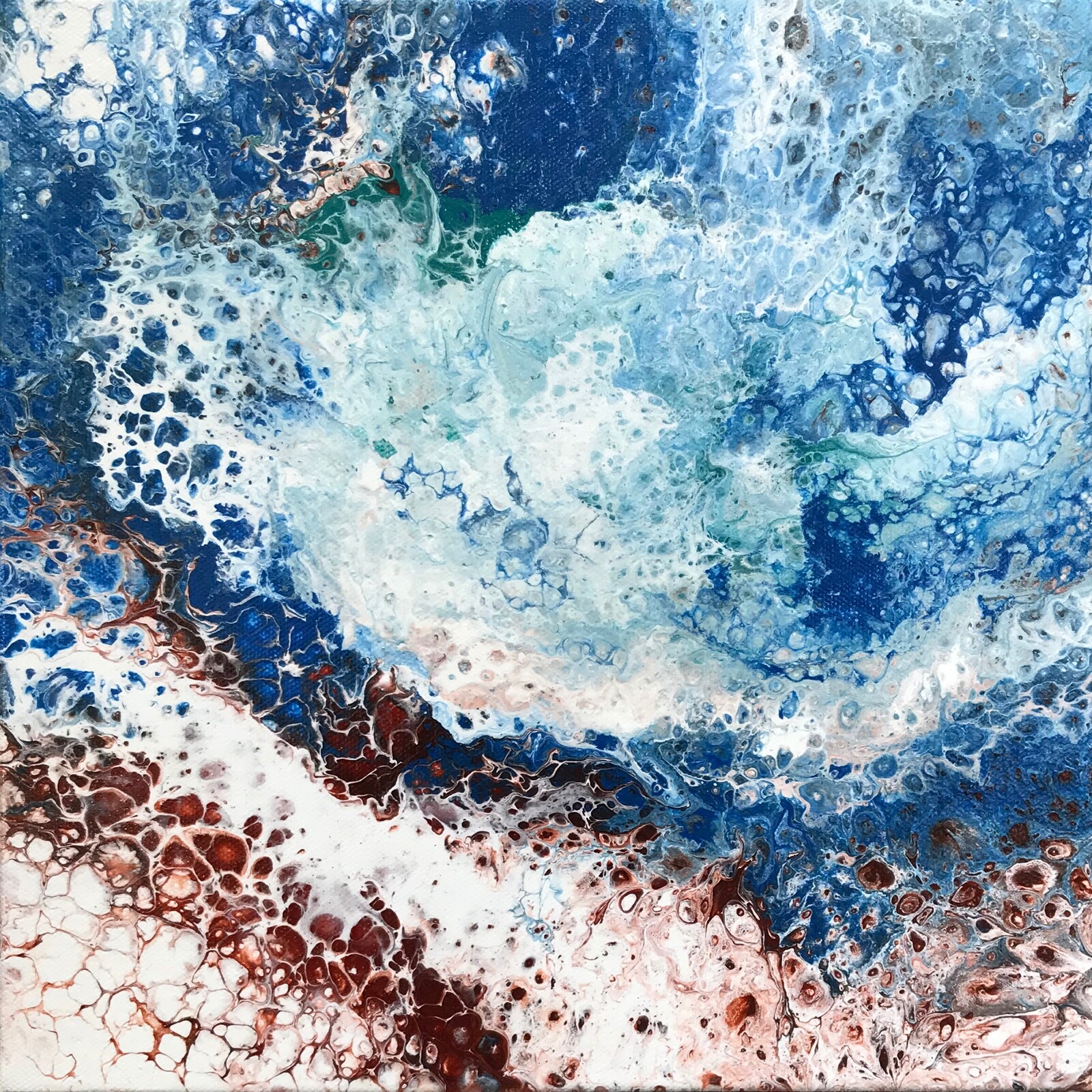 ABSTRACT ART Beach Front waves original small Painting by artist