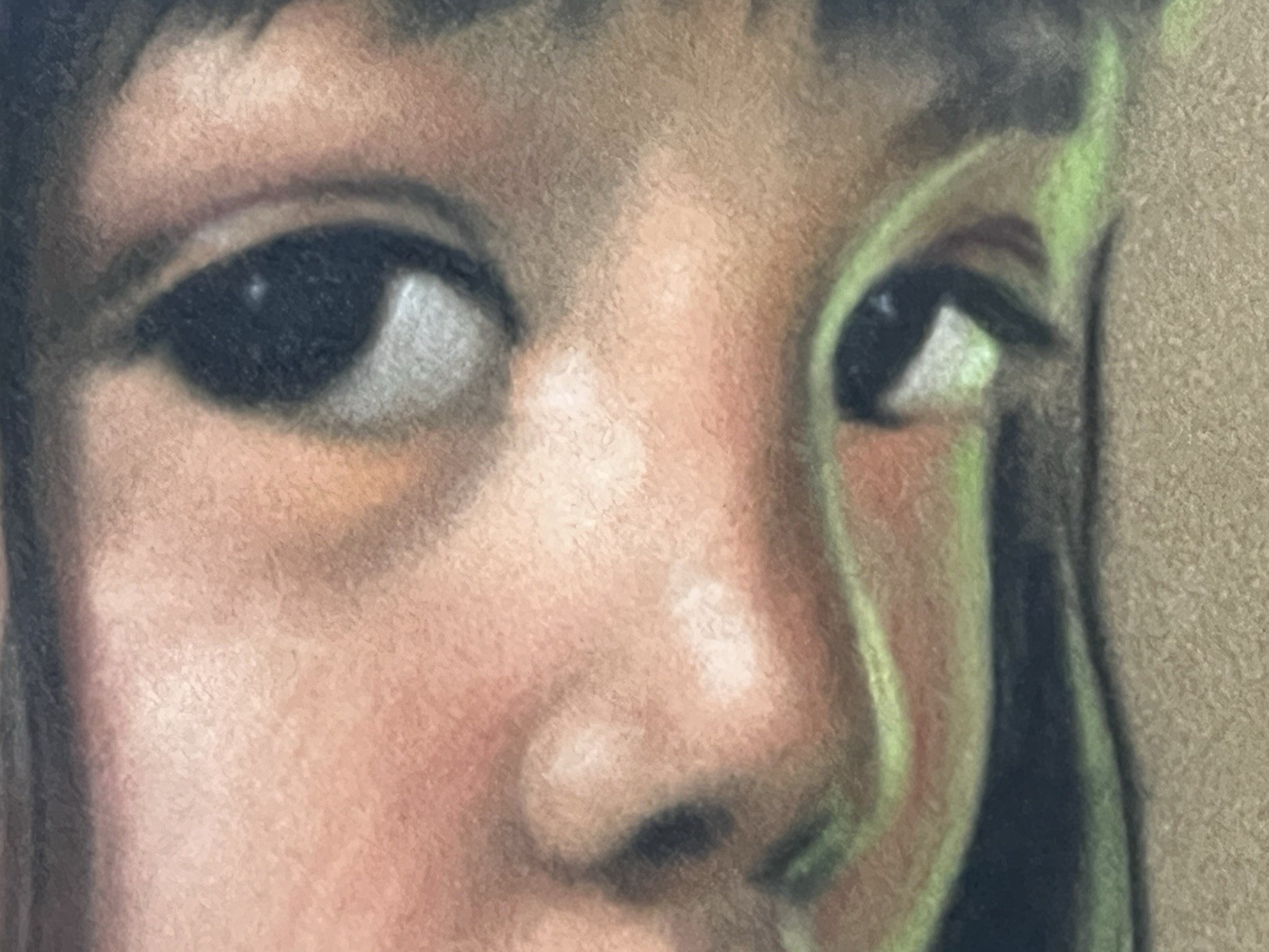 RARE VINTAGE NATIVE AMERICAN INDIAN CHILD PASTEL PAINTING By DORIS JONES