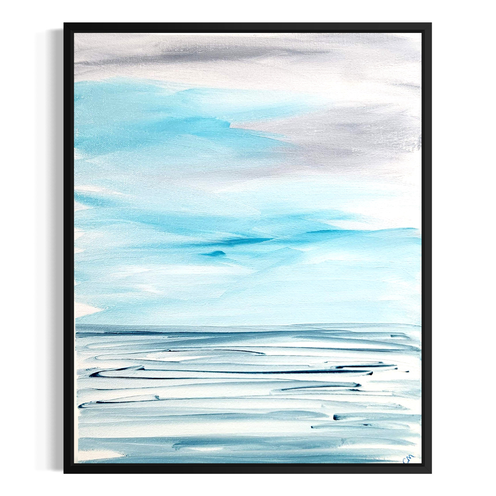 Original Contemporary 11×14 Seascape Art Acrylic Canvas Blue Abstract Signed