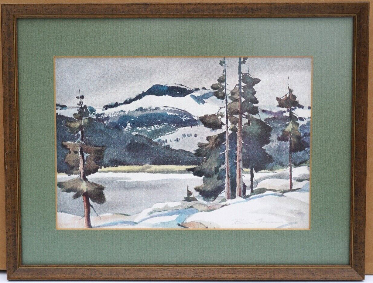 Winter Season Nature Watercolor Style Print Signed by Artist 10″ by 13″ Wall Art