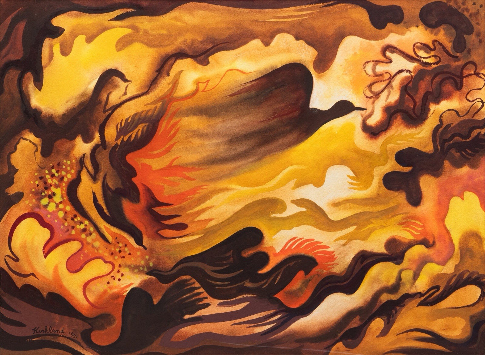 Vance Kirkland Original Watercolor Painting, “Autumnal Equinox No. 23, 1951”
