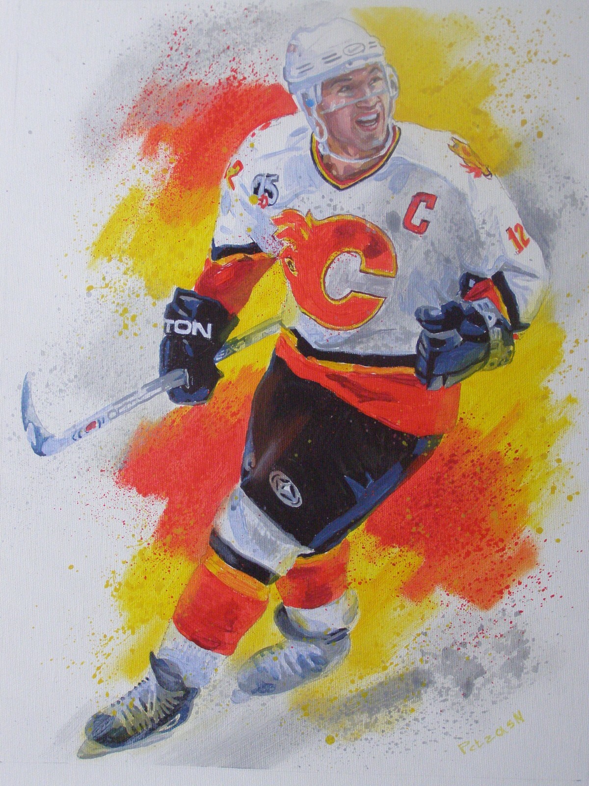 Jarome Iginla NHL Hockey Calgary Flames Original Acrylic Oil Painting Art
