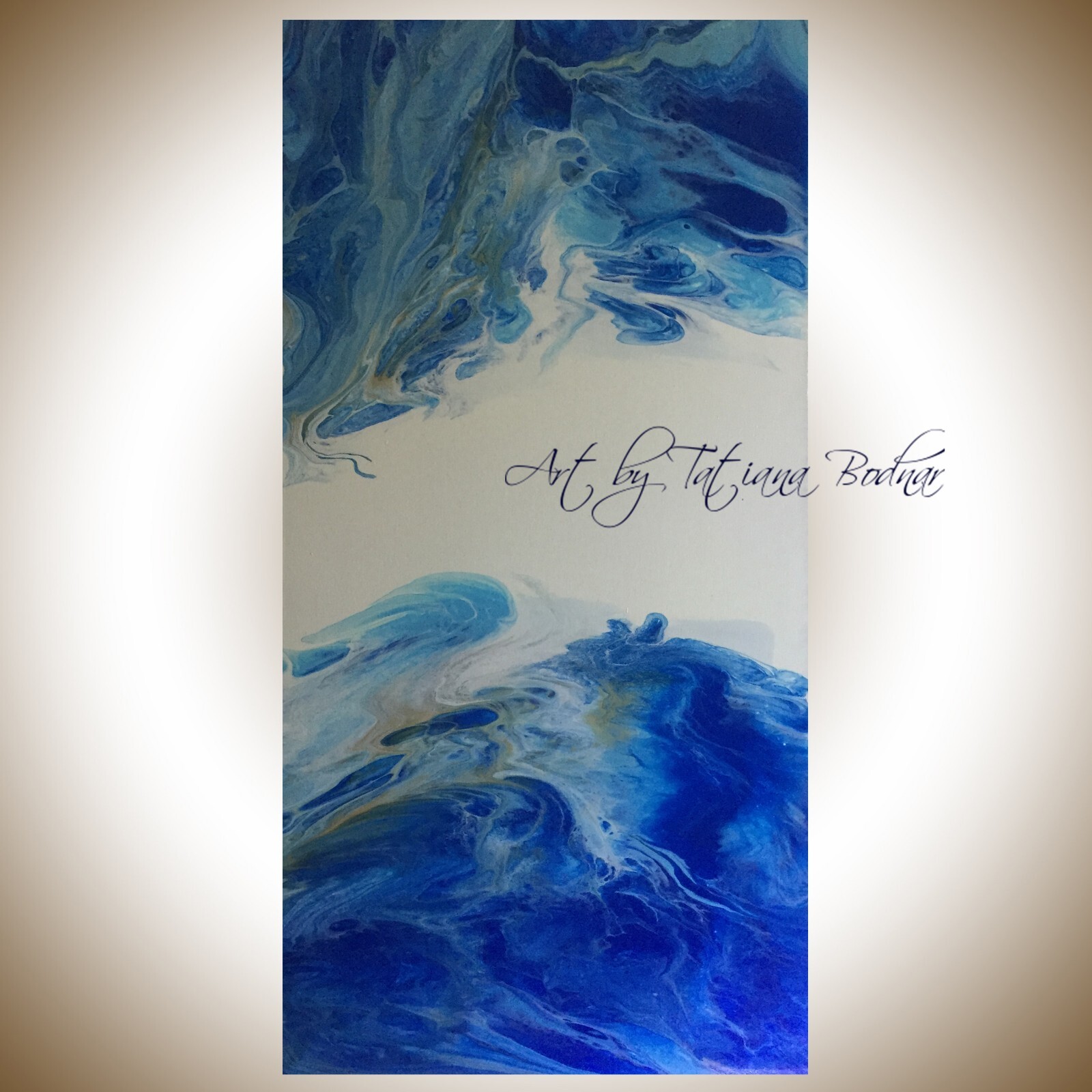 Original Acrylic pour painting on canvas Abstract art Contemporary art 32×16″