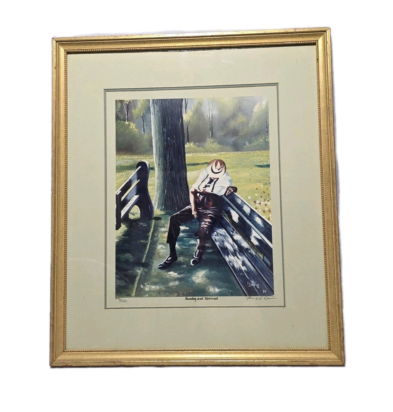 Signed HARRY L. DAVIS Sunday and Retired 1987 4/250 Print Looking 4 info 4 now