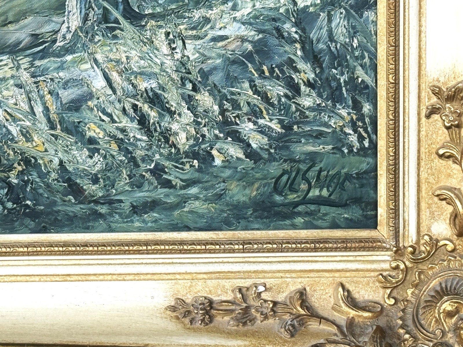 Olshof Stoltz (German), VTG c. 1950’s Ex. Large O/C «Mountain Lake Landscape»!