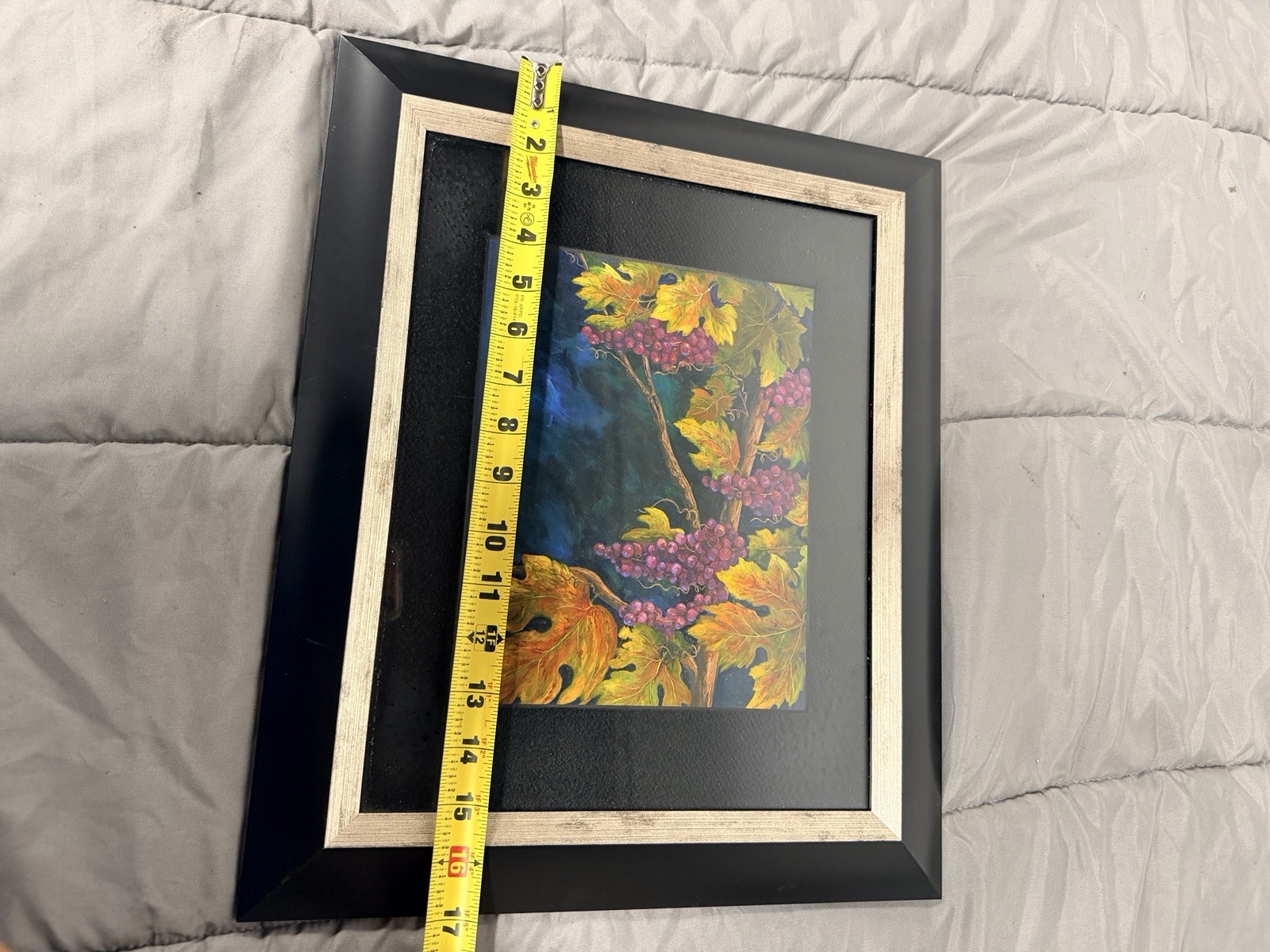 Marilyn Jayne Signed OOAK Original Oil Painting Grapes Still Life Framed 16in