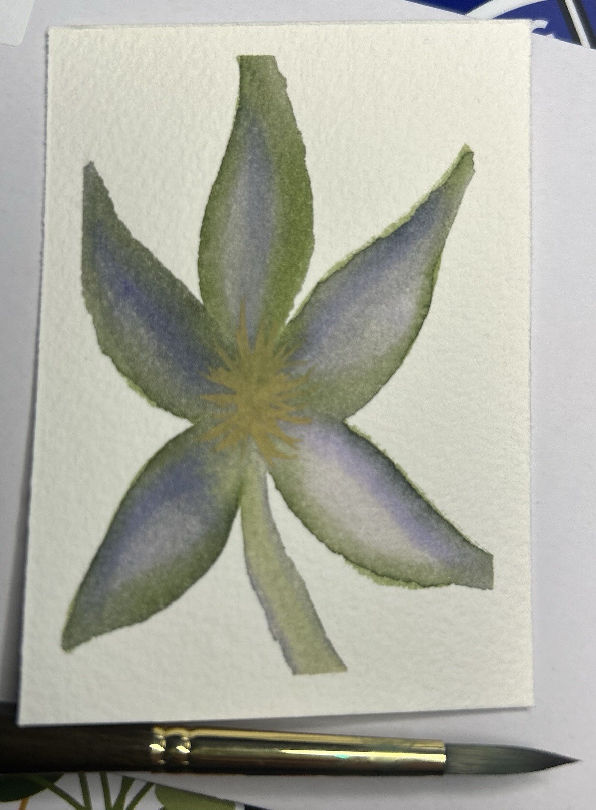 ACEO spring single flower, original watercolor, signed by Sasha Lehto