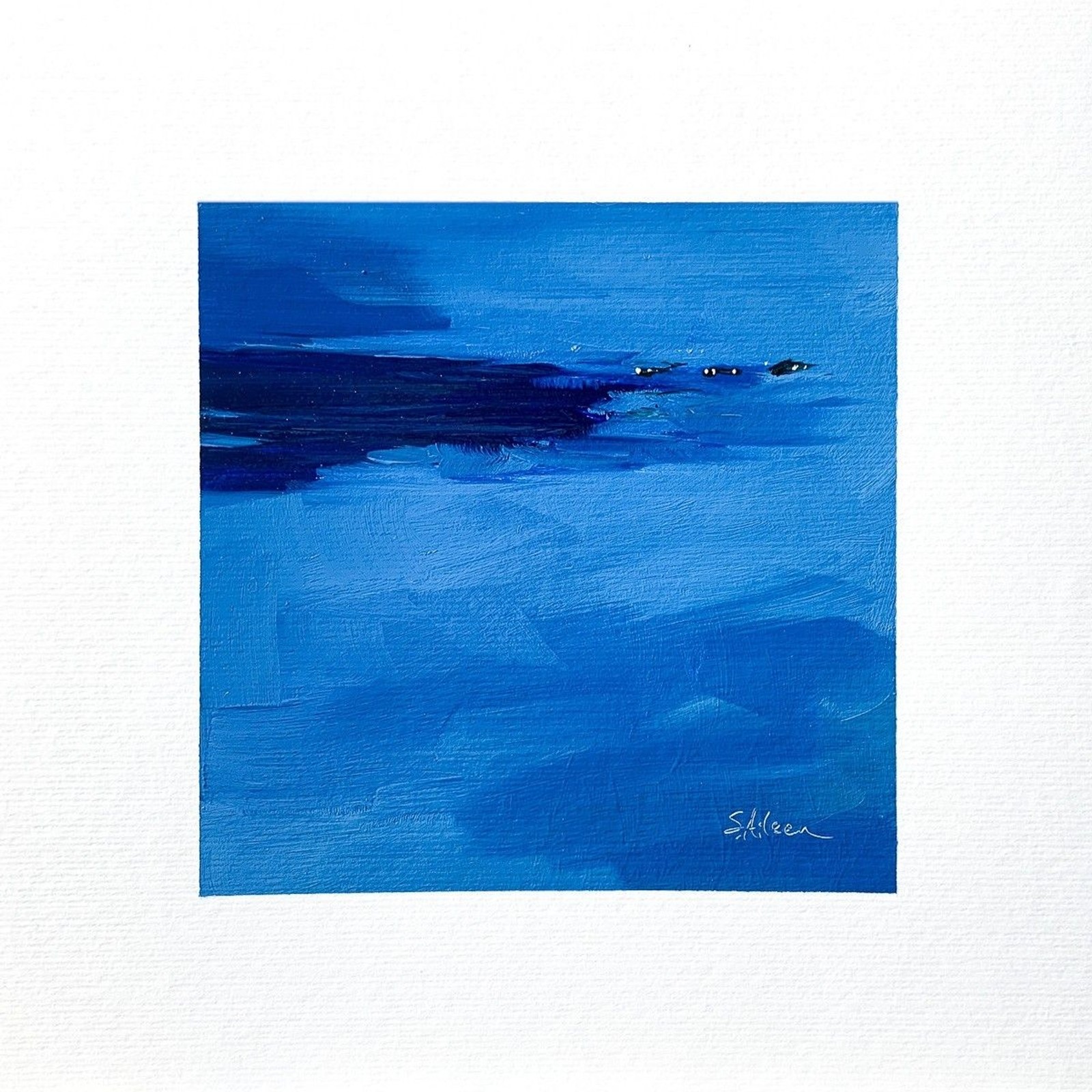 8×8 Maine Original Oil Painting Nocturne Ocean New England Atlantic Coast Signed