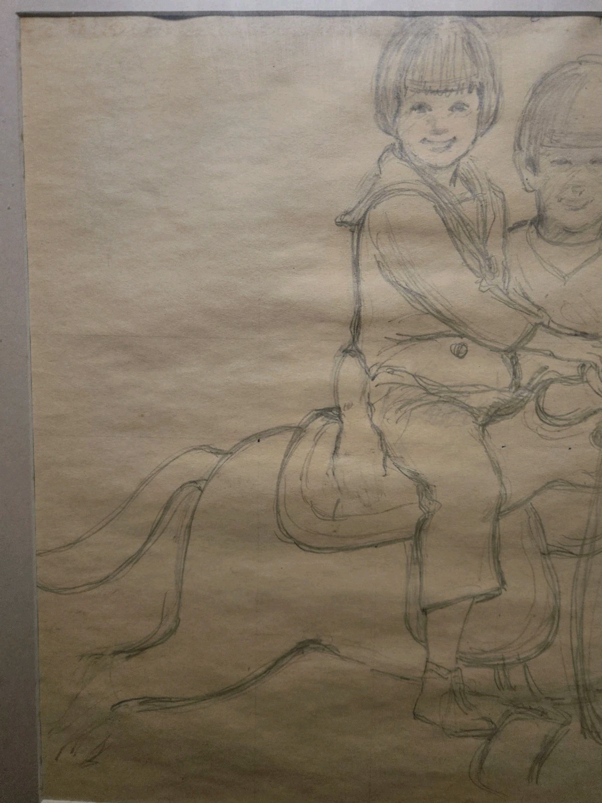 Vintage Nostalgic Americana Art Set Oil Painting & Preliminary Pencil Sketch