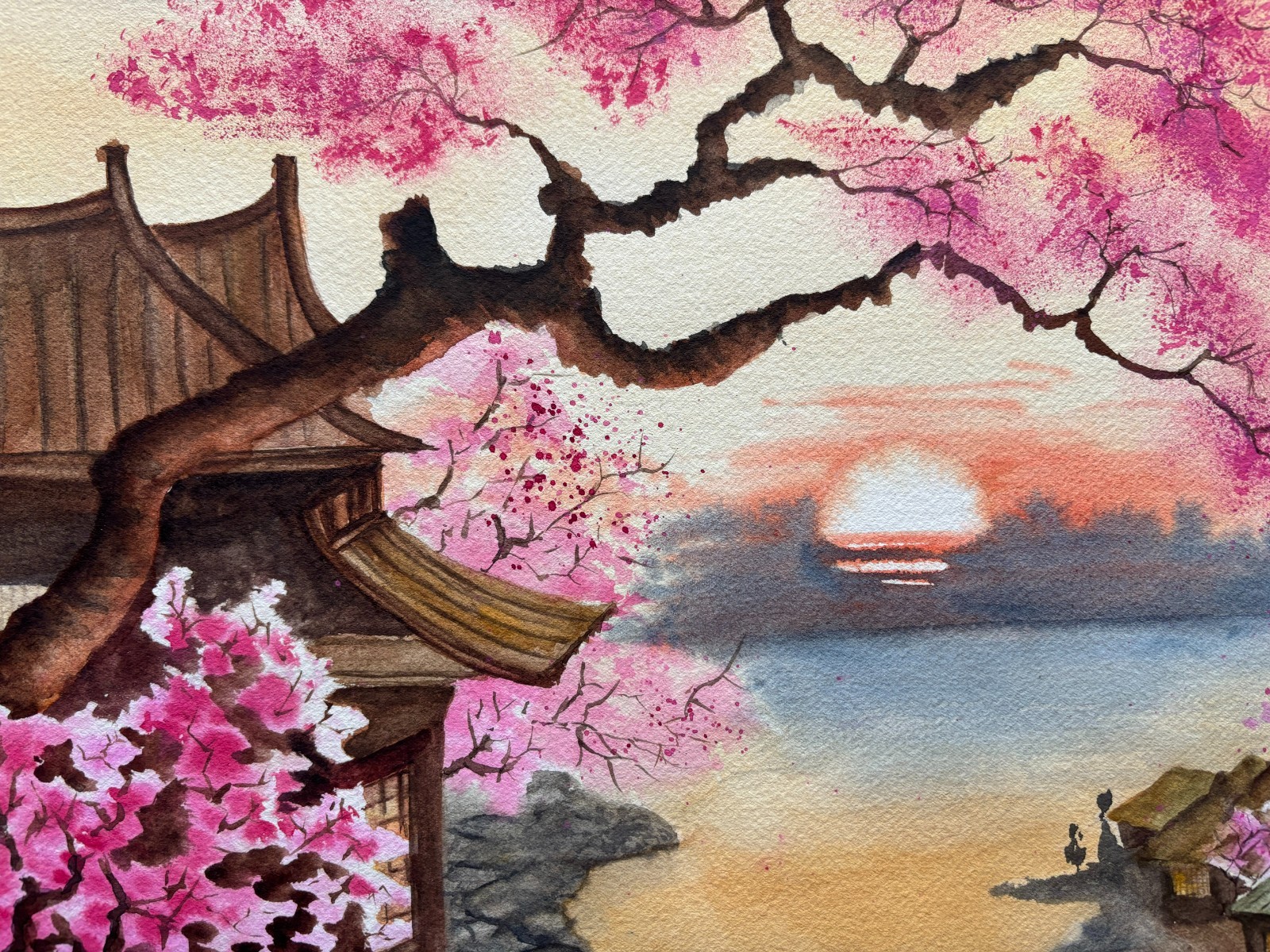Chinese Original Watercolor Paintin Landscape Art Home Decor 12*16 Oriental Art