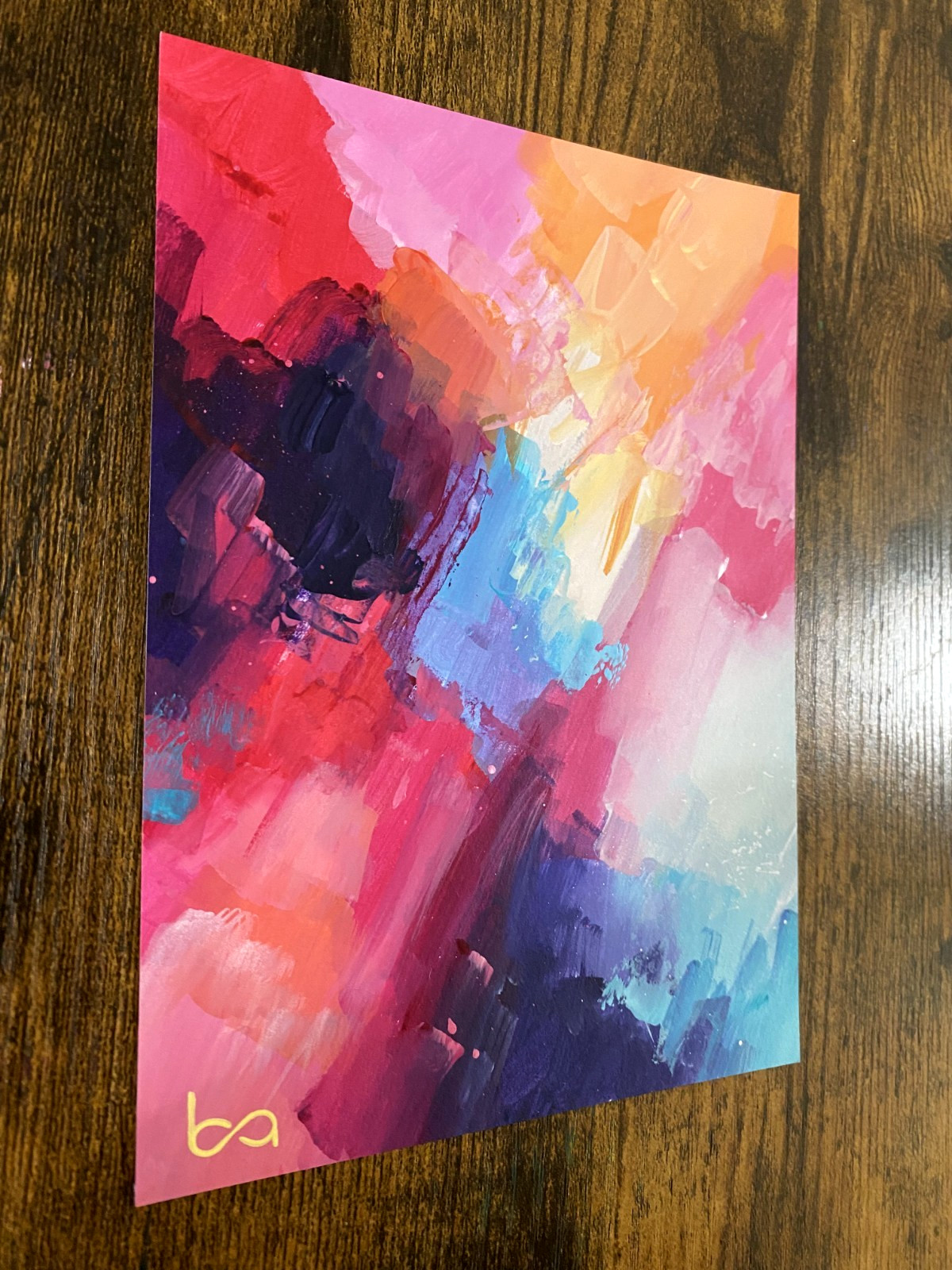 Original Abstract Painting 5×7″ Modern Acrylic Bold Color Palette Wall Decor
