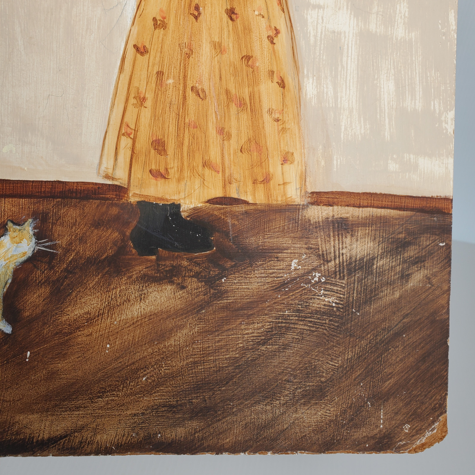 Primitive School House Girl Spelling Cat Chalkboard Math 18×12 Acrylic? Painting