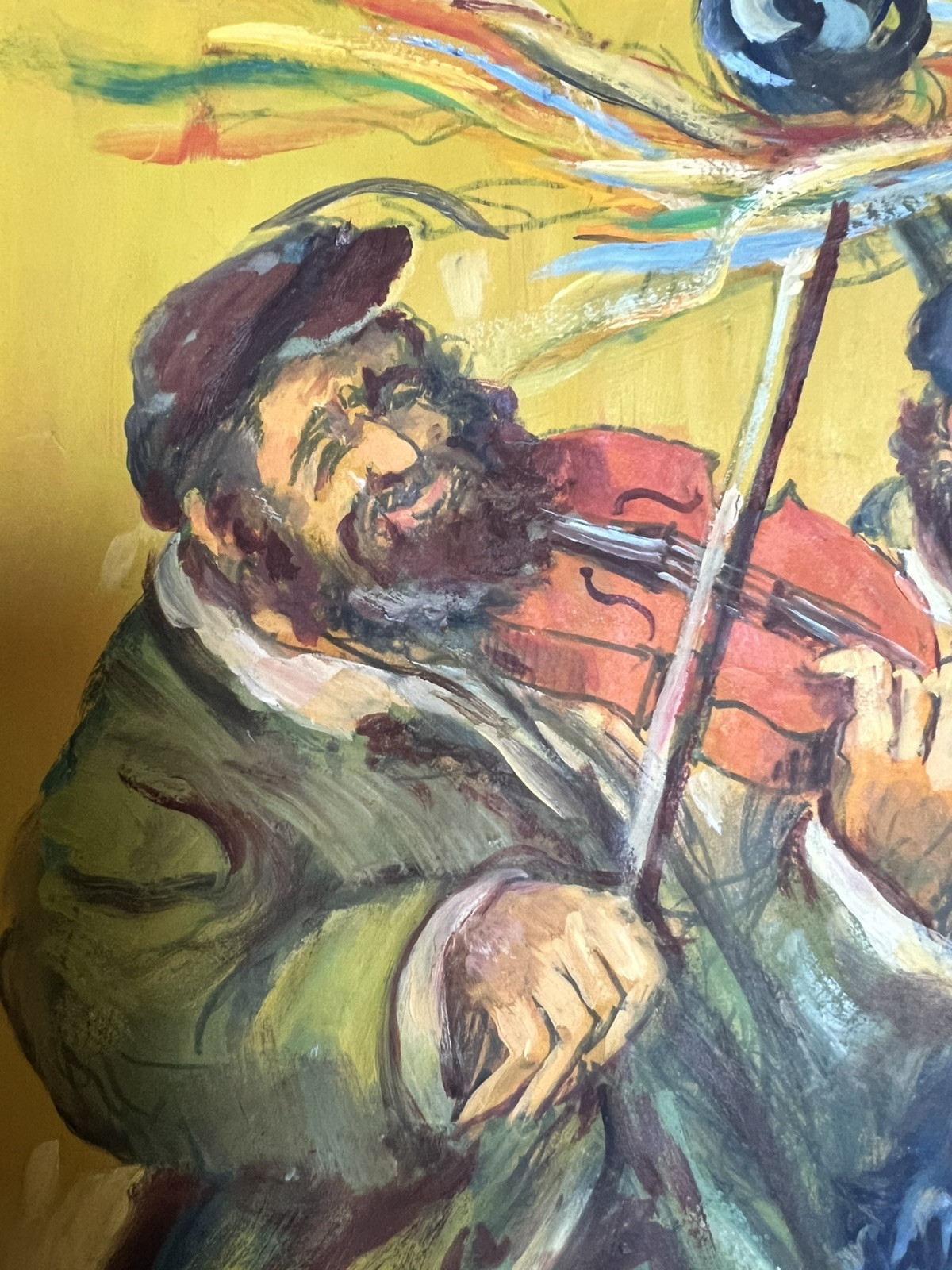 ORIGINAL GOUACHE PAINTING JEWISH KLEZMER BAND SIGNED JACOB WOLBERG