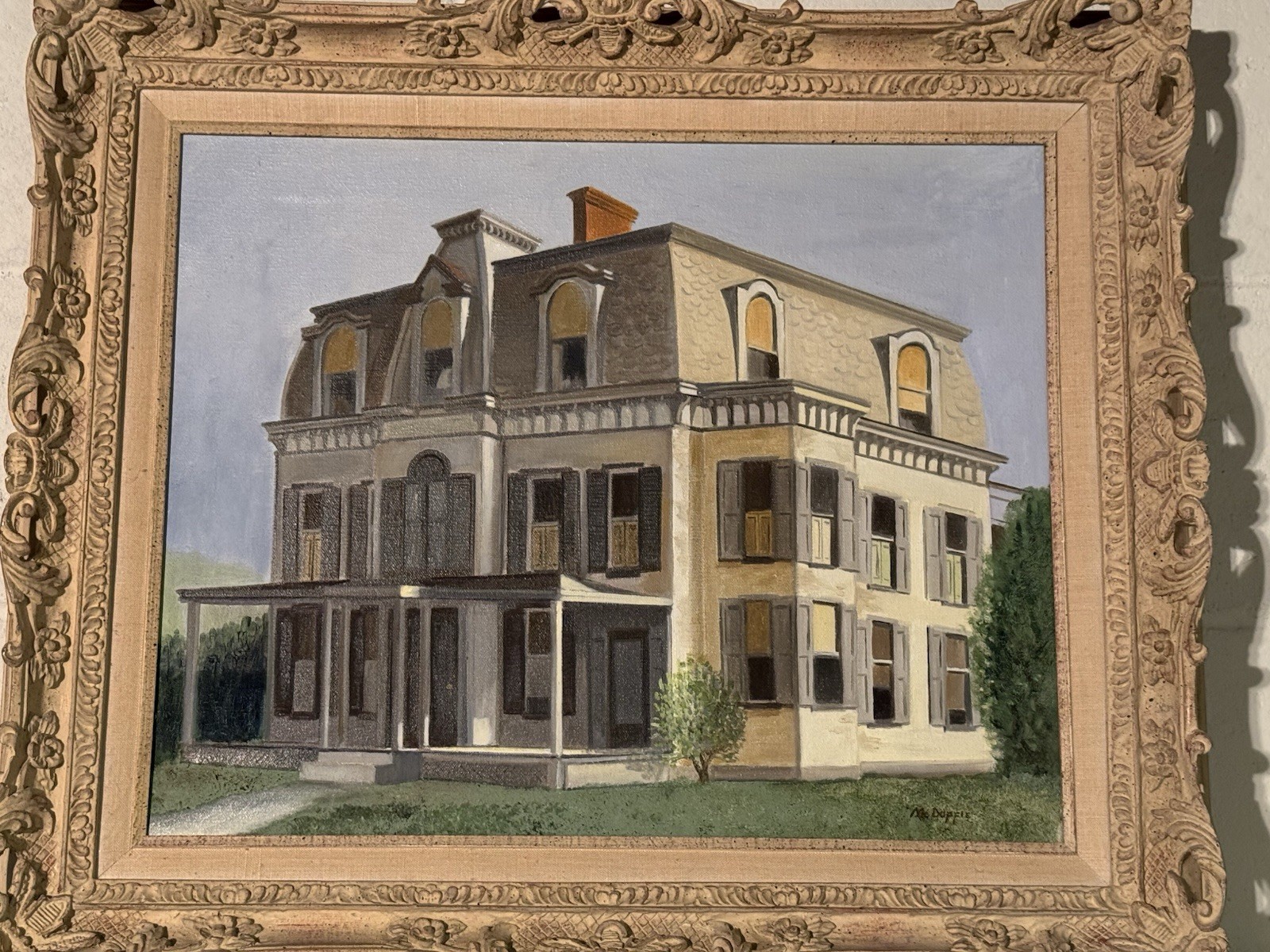 Oil Painting Victorian House Signed McDuffie 16×20