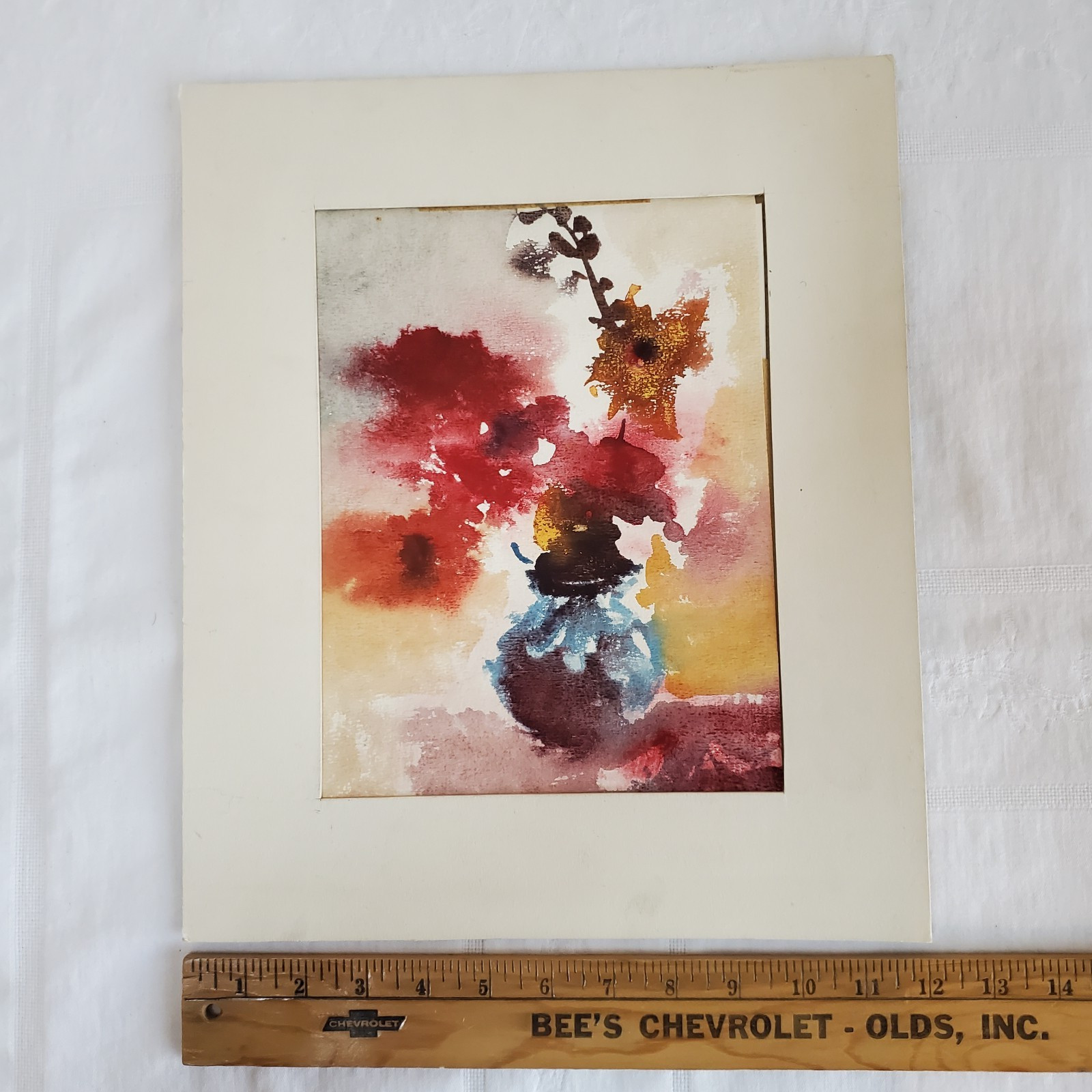 Vintage Watercolor Flowers Painting Gorgeous Original One of A Kind OOAK Art MCM