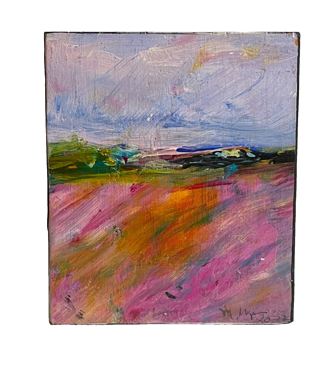 Textured Expressionist Meadow Mini Art Block Original Acrylic Painting
