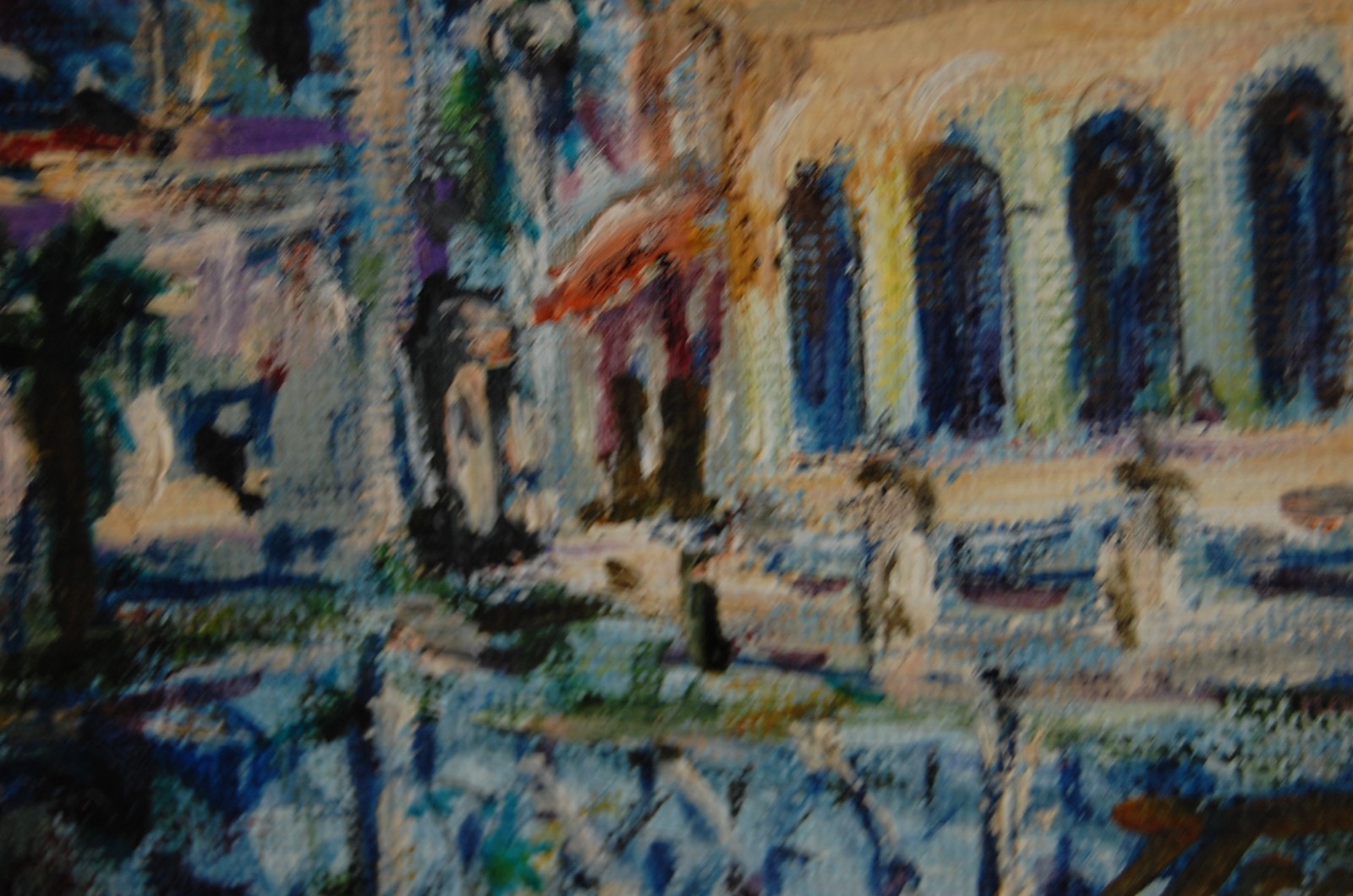 FRAMED ORIGINAL OIL COLONIAL BUILDING SCENE OLD TRINIDAD CUBA SIGNED HECTO VIDAL