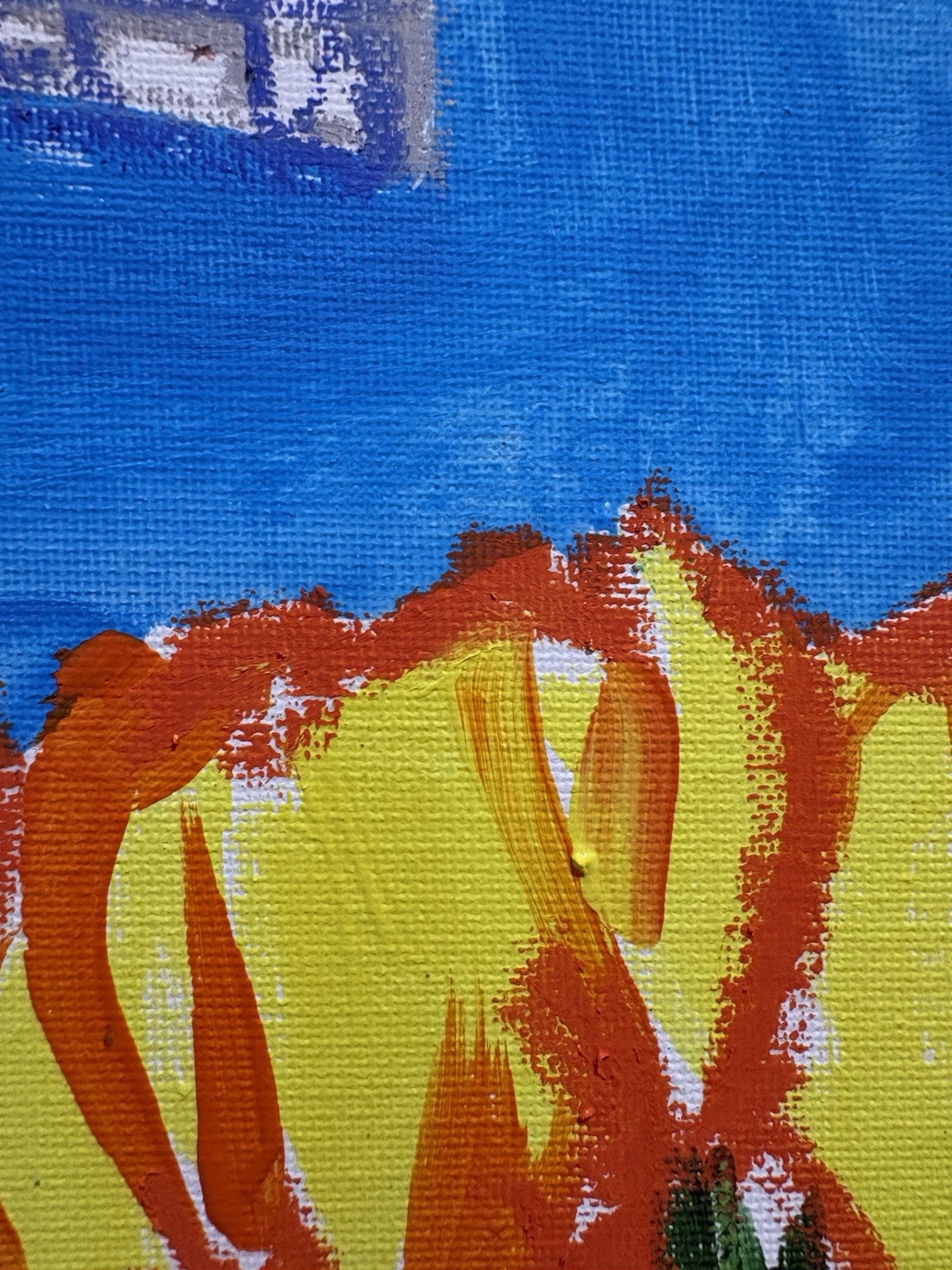 Windmill & Tulips 12×16 Canvas Abstract Colorful Landscape Original Art