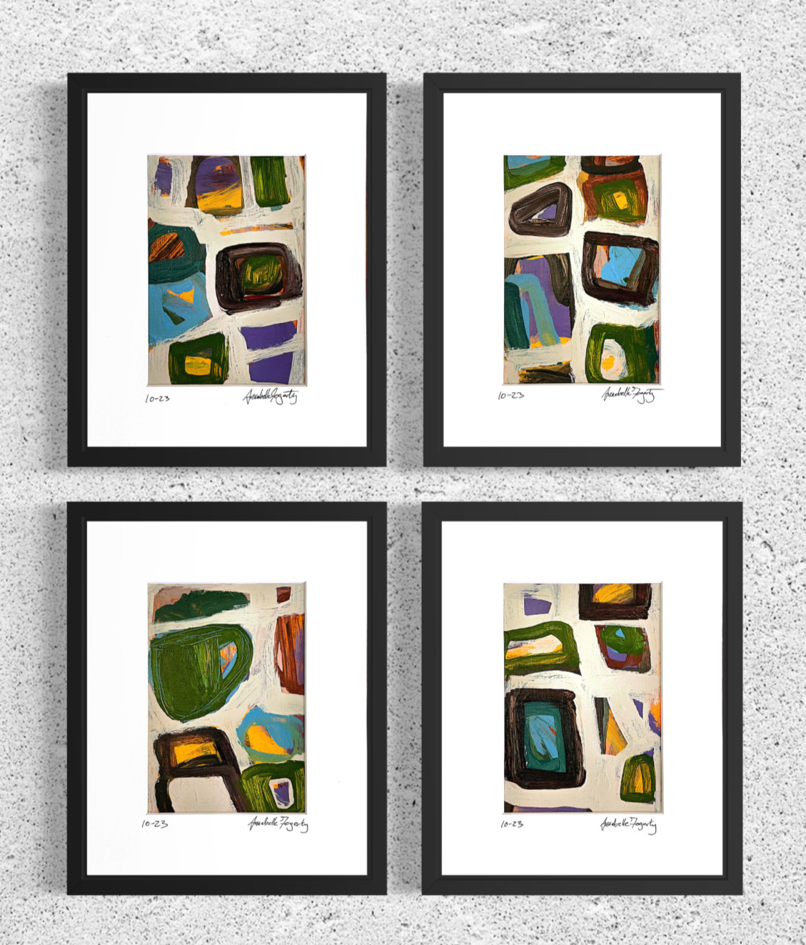 Set Of 4 Original Still Life Collage 8×10 Matted Contemporary Kitchen Wall Art
