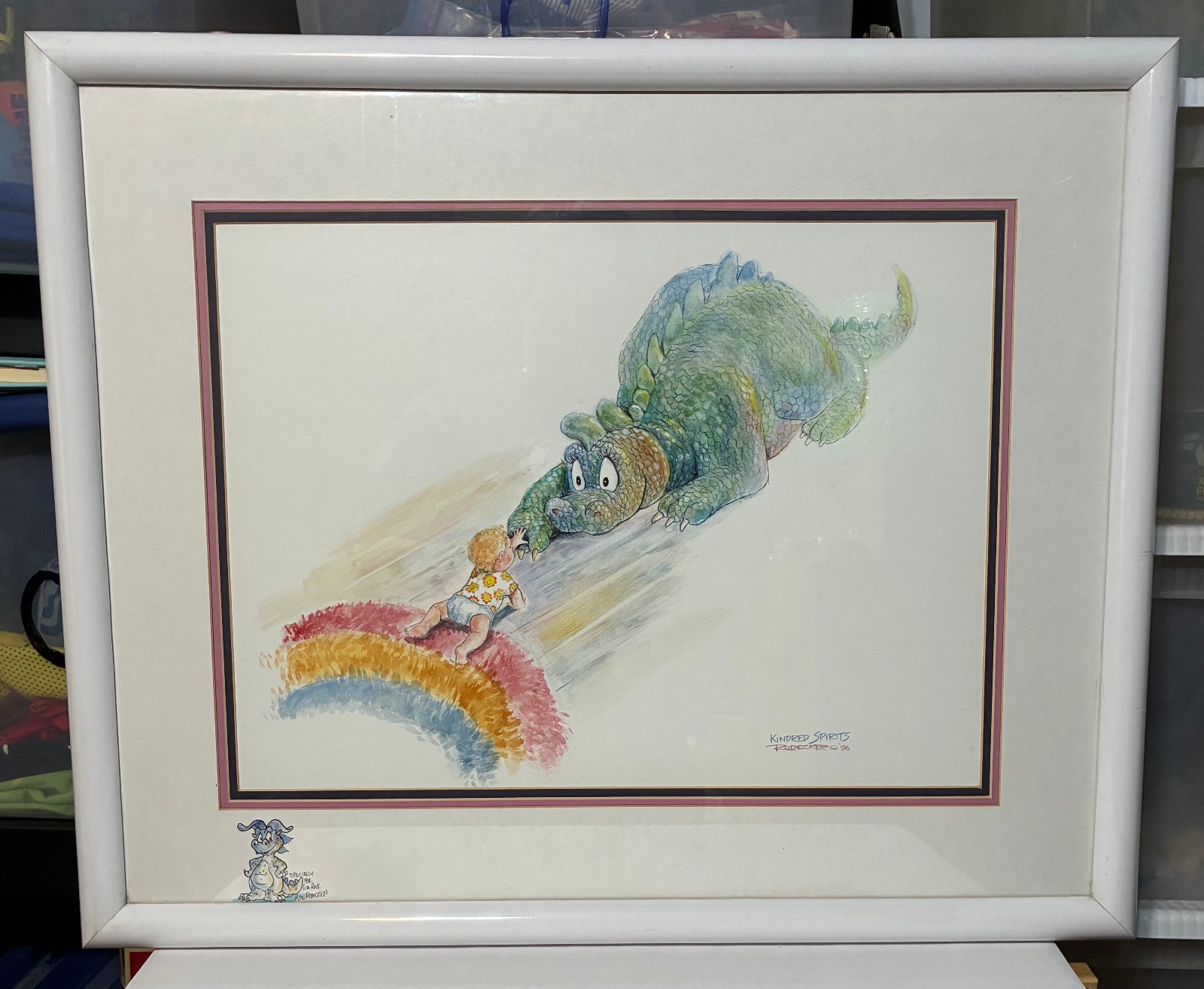 RON RODECKER «Kindred Spirits» Original Painting 1996 Dragon Watercolor Art
