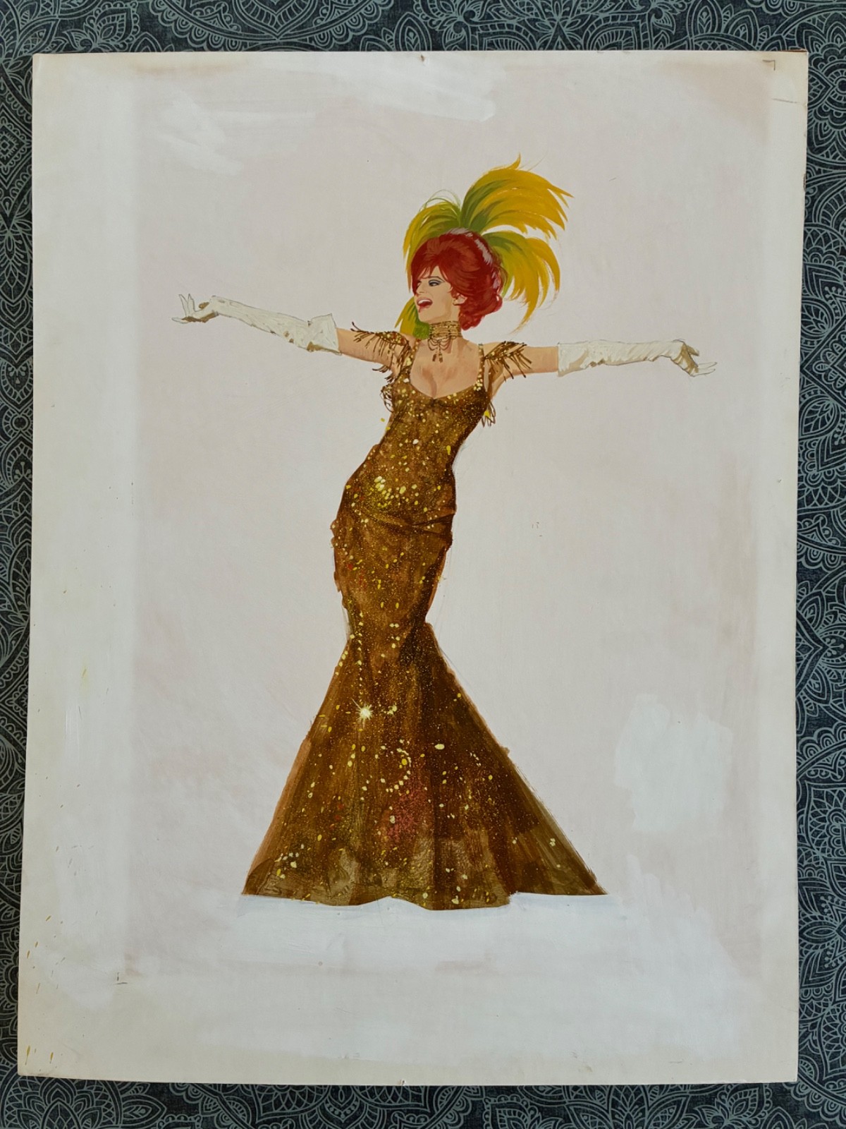 Orig. 1969 HELLO DOLLY Costume Design Sketch – BARBRA STREISAND – Irene Sharaff