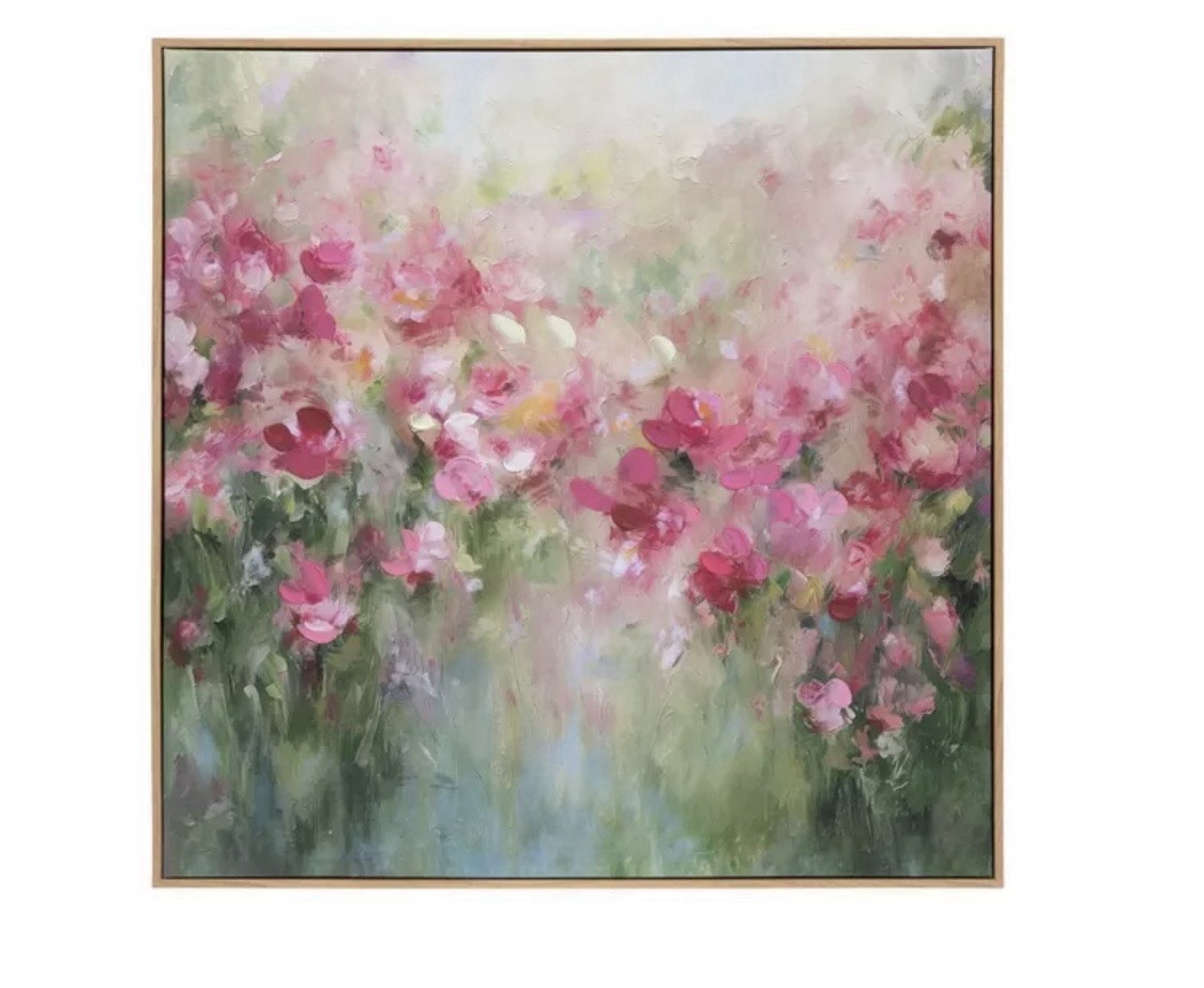 Impressionist Floral Painting Framed Canvas 24 x 24 x 1.25 in