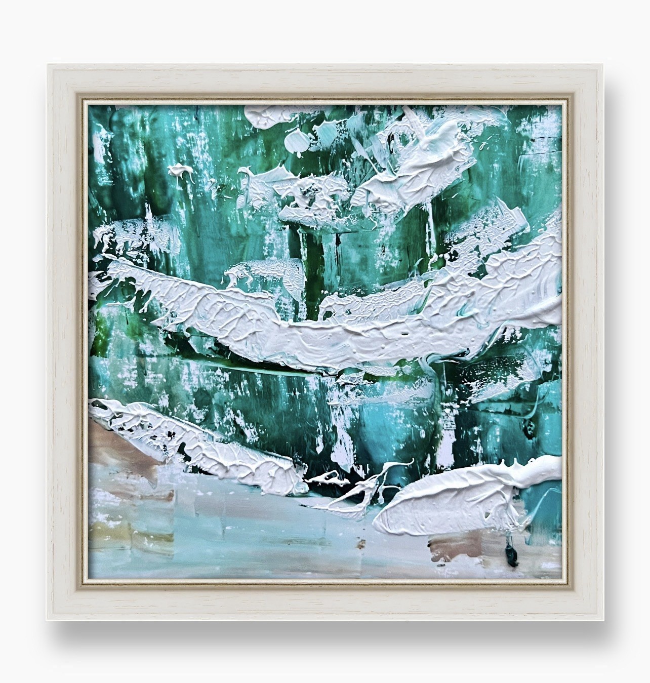 Miami Beach Vibes Abstract Ocean Texture Painting Framed Original Coastal Decor