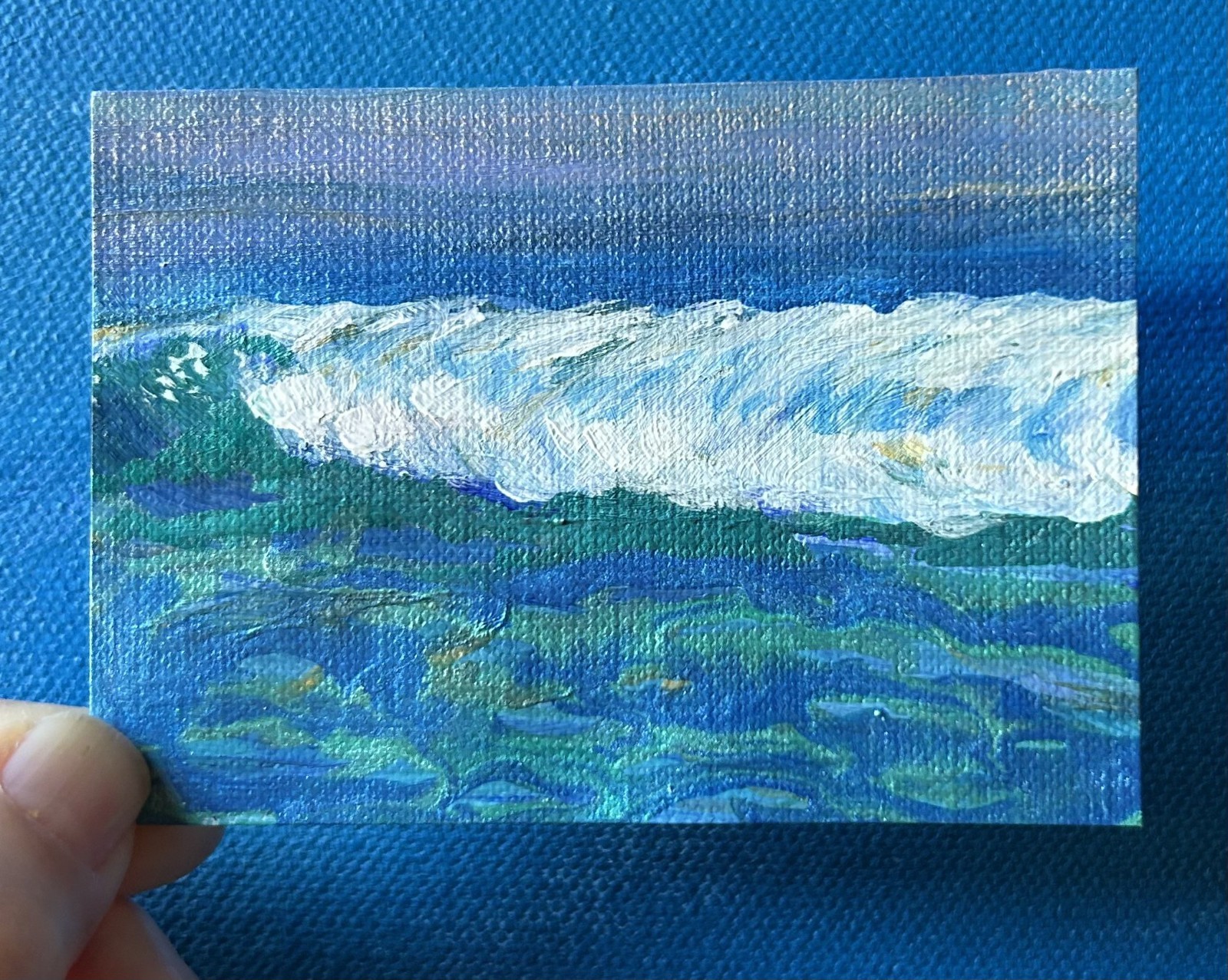 ACEO original acrylic painting San Diego Seascape Cardiff #3 by Gale 2.5×3.5″