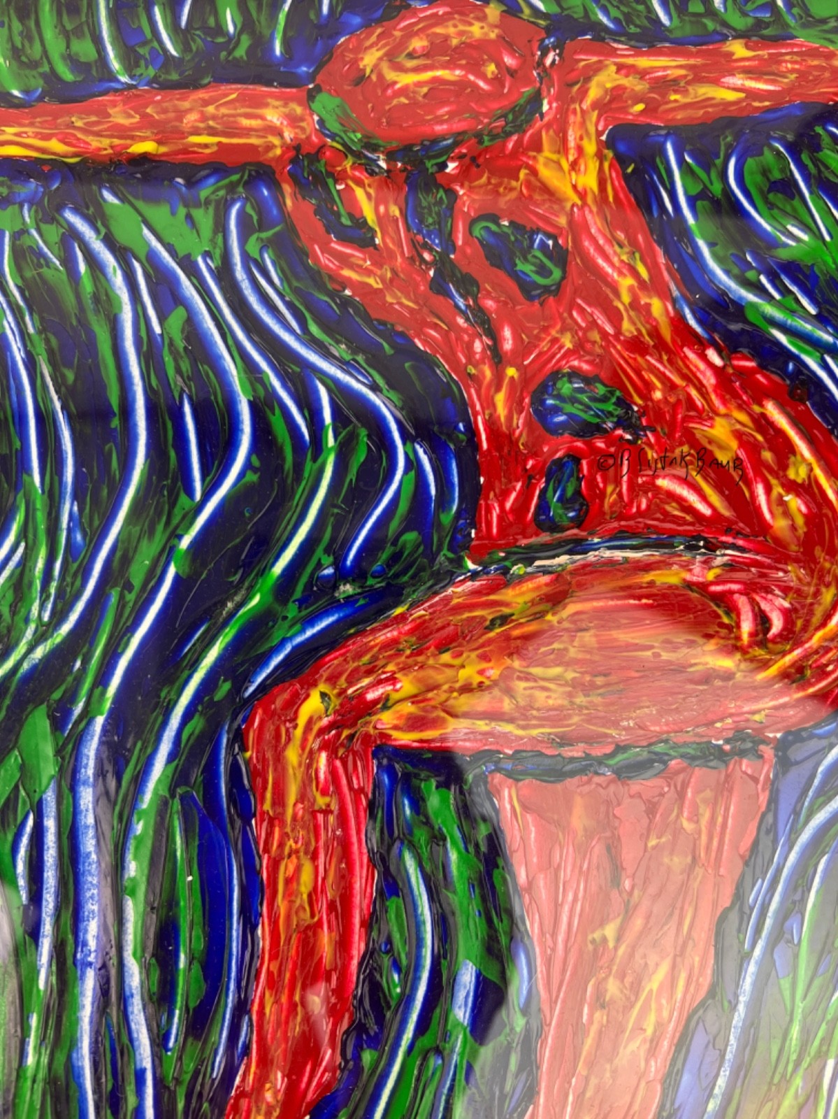 Art Dancing Abstract Figure Painting Impasto Original Framed 20×16 by Sistak