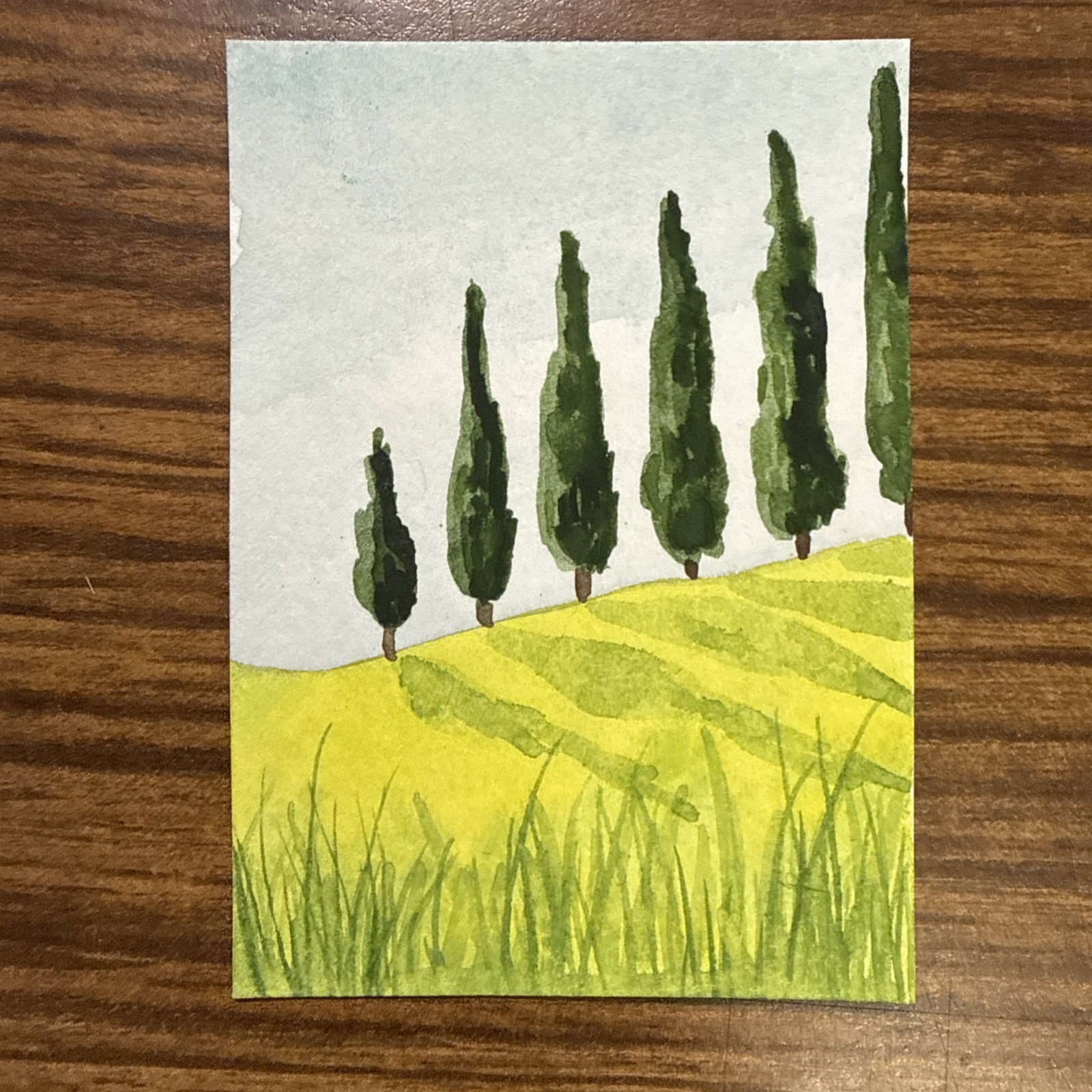 Landscape Watercolor Painting Aceo OOAK Original Signed By The Artist