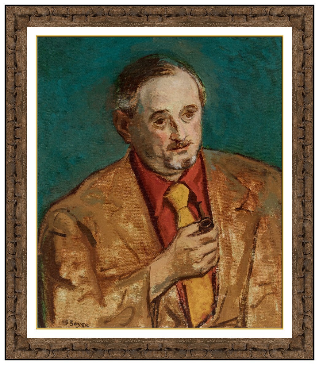 MOSES SOYER Original OIL PAINTING on CANVAS Signed Portrait Frank Kleinholz Art