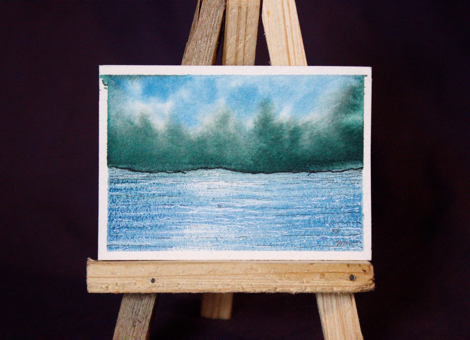 Original Watercolor ACEO-Mini Masterpieces #13 “Forest Landscape 1”-OOAK Signed