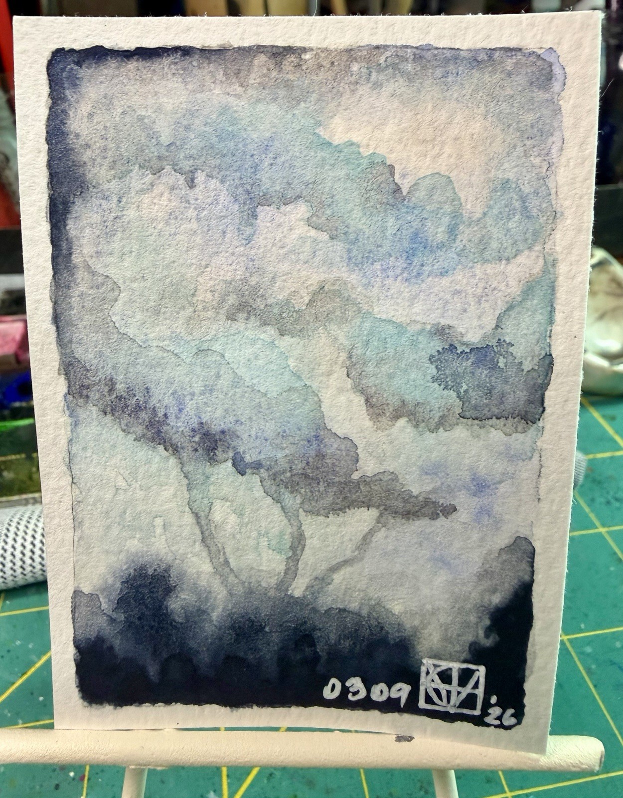 ACEO Painting by M. Hackney Landscape Watercolor, Signed Original, 2.5×3.5″