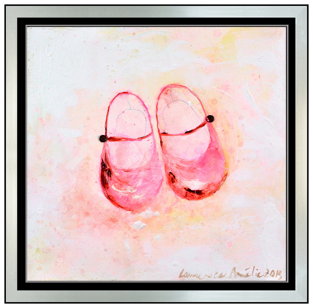 Laurence Amelie Original Ballet Shoes Painting On Canvas Dance Signed Framed Art