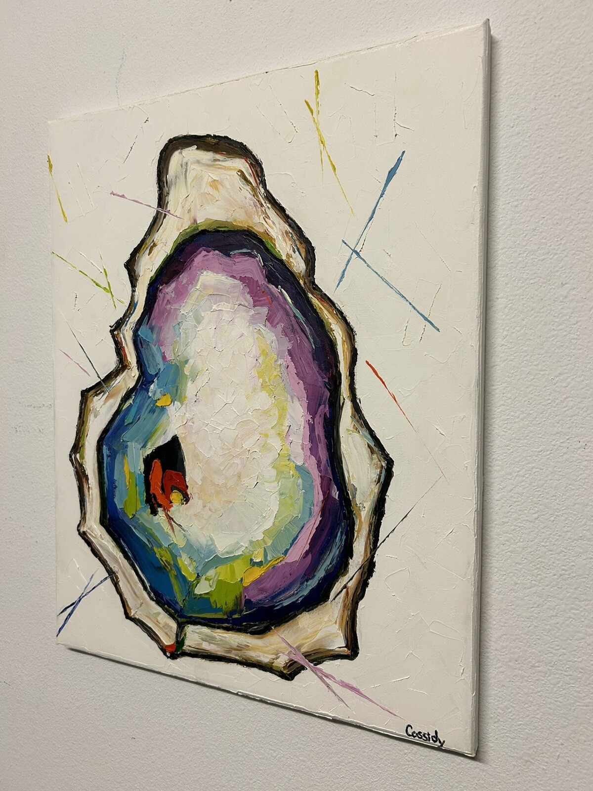 Impressionism Original Hand Painted Impasto Oil Painting Oyster 16×20 Signed