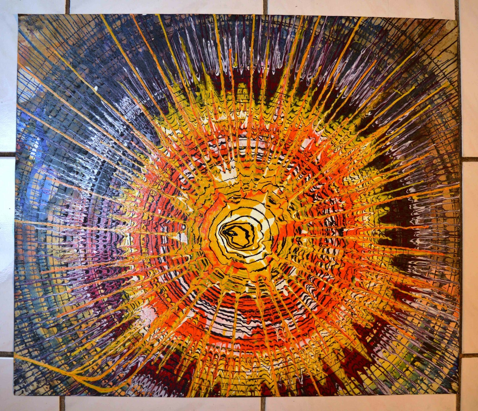 ABSTRACT SPIRITUAL COLORFUL SPIRAL 20X24″ OIL PAINTING DECOR ART GIFT A30