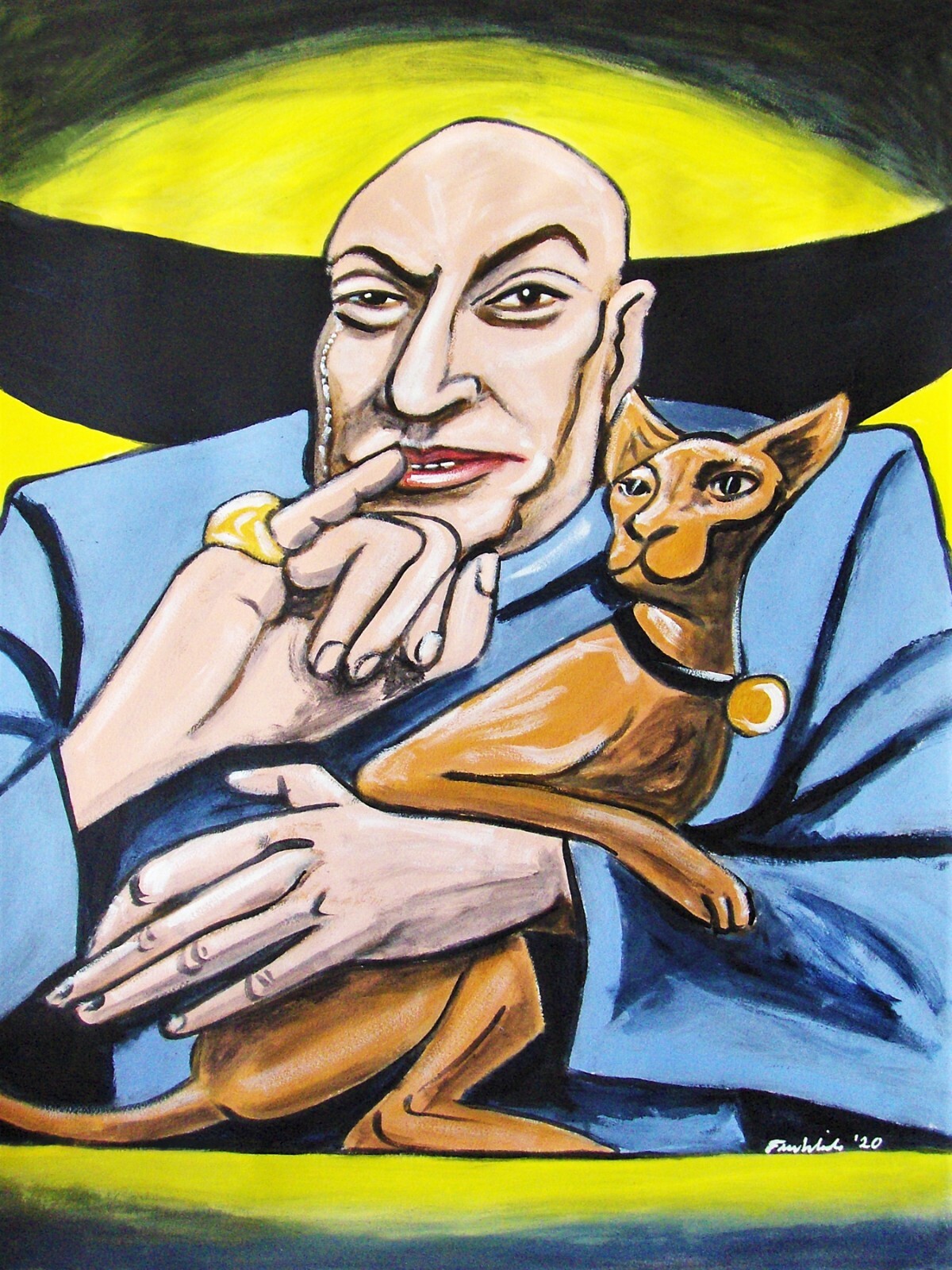 DR. EVIL PAINTING austin powers goldmember movie mike myers sphynx cat bond 007
