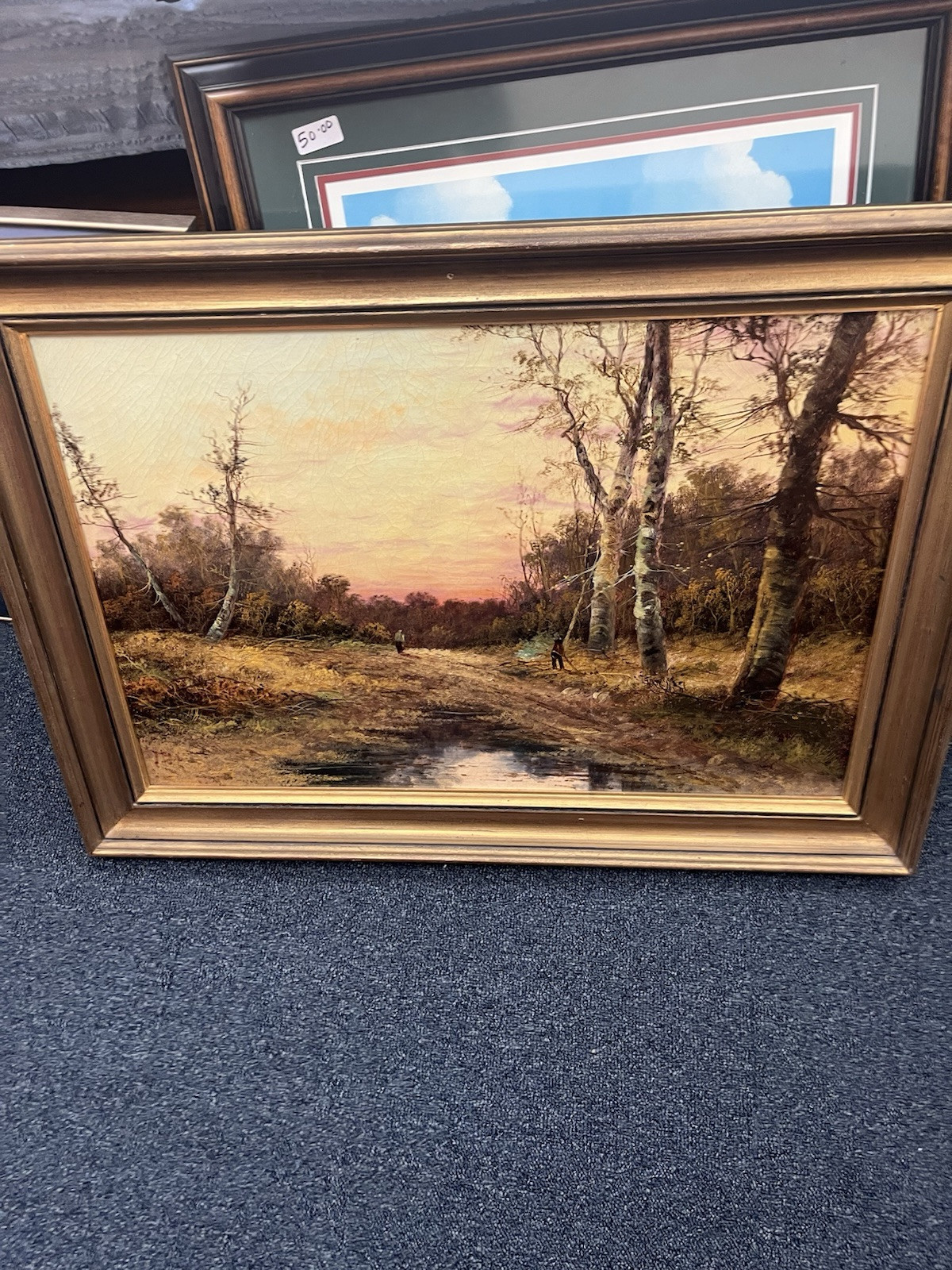 Vintage Landscape Painting 32 X 21 Signed Mystery Artist Framed In Japan.