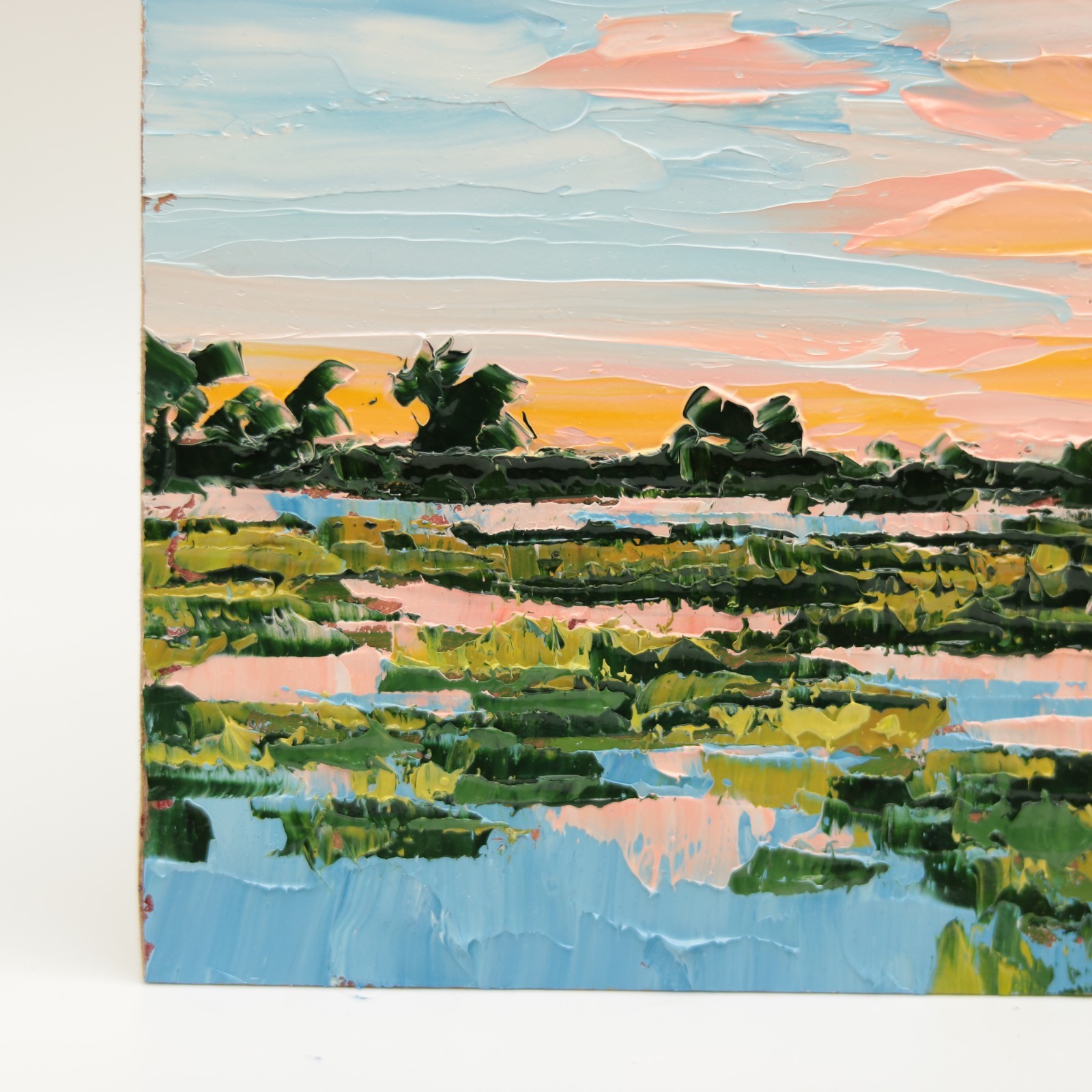 Hand-Painted Marsh Landscape Oil Painting Original Artwork Nature Canvas Art